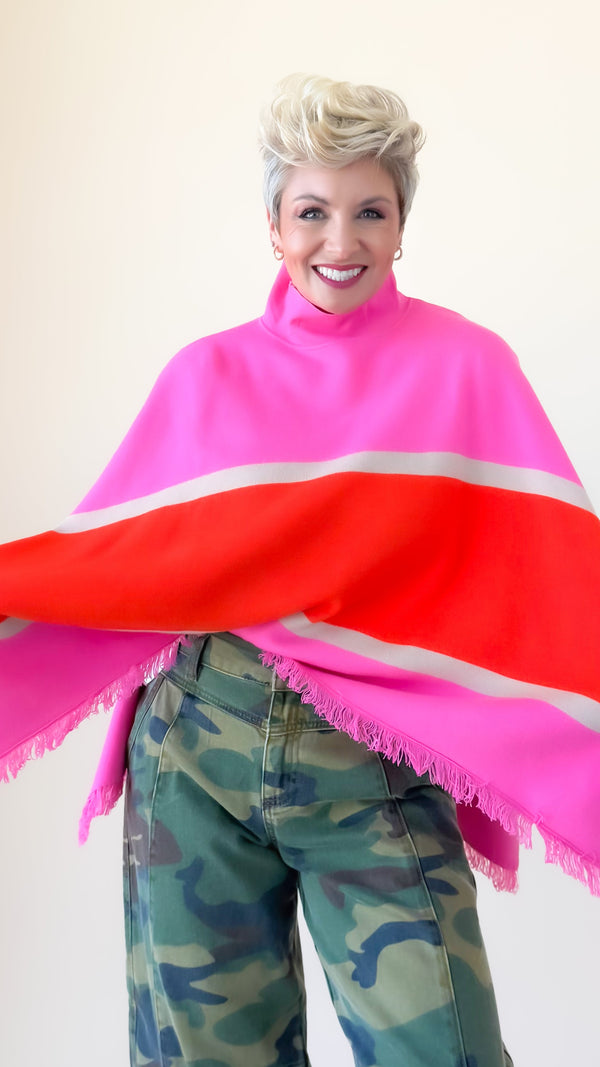 Patrice Pink Poncho