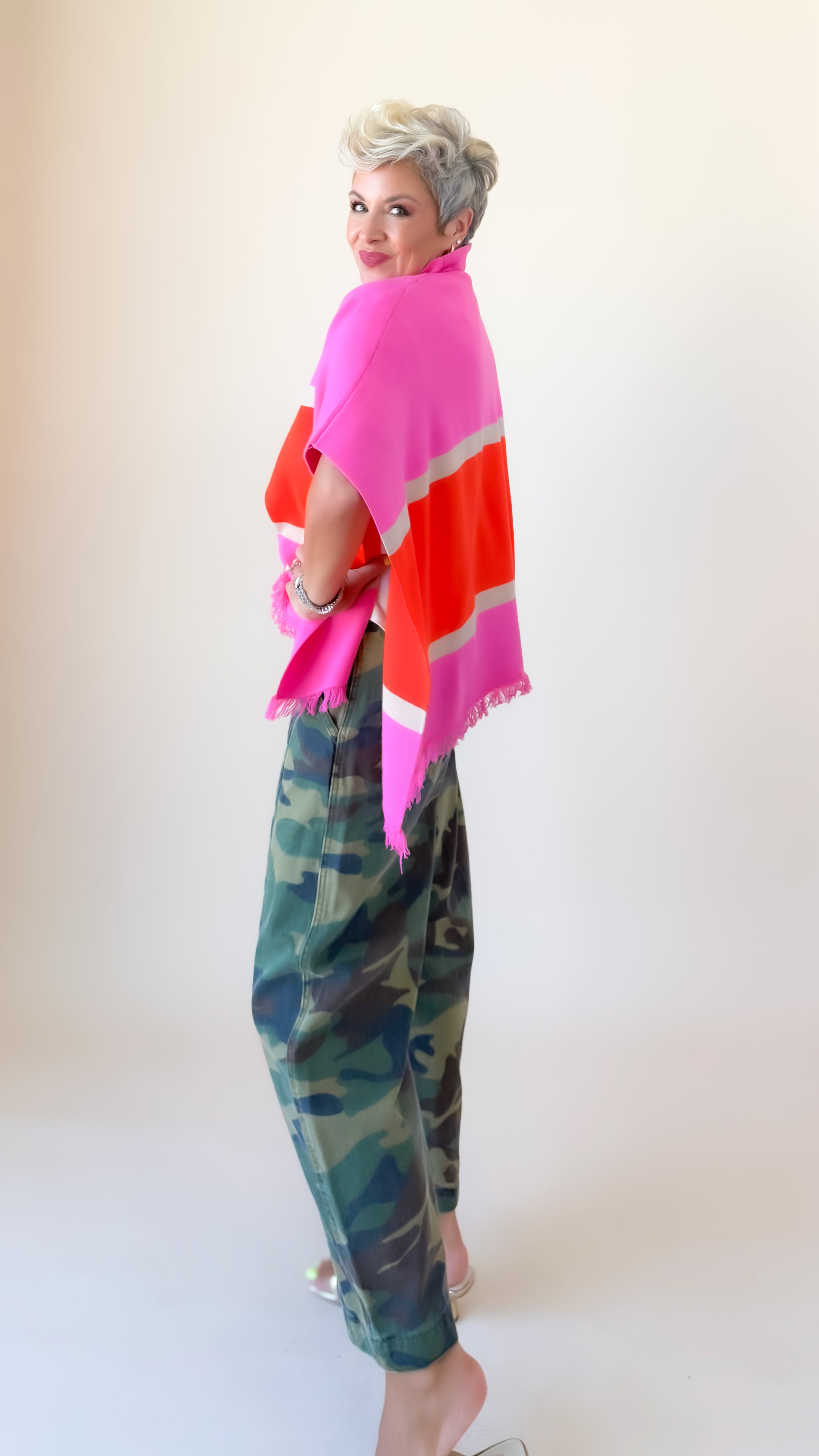 Patrice Pink Poncho