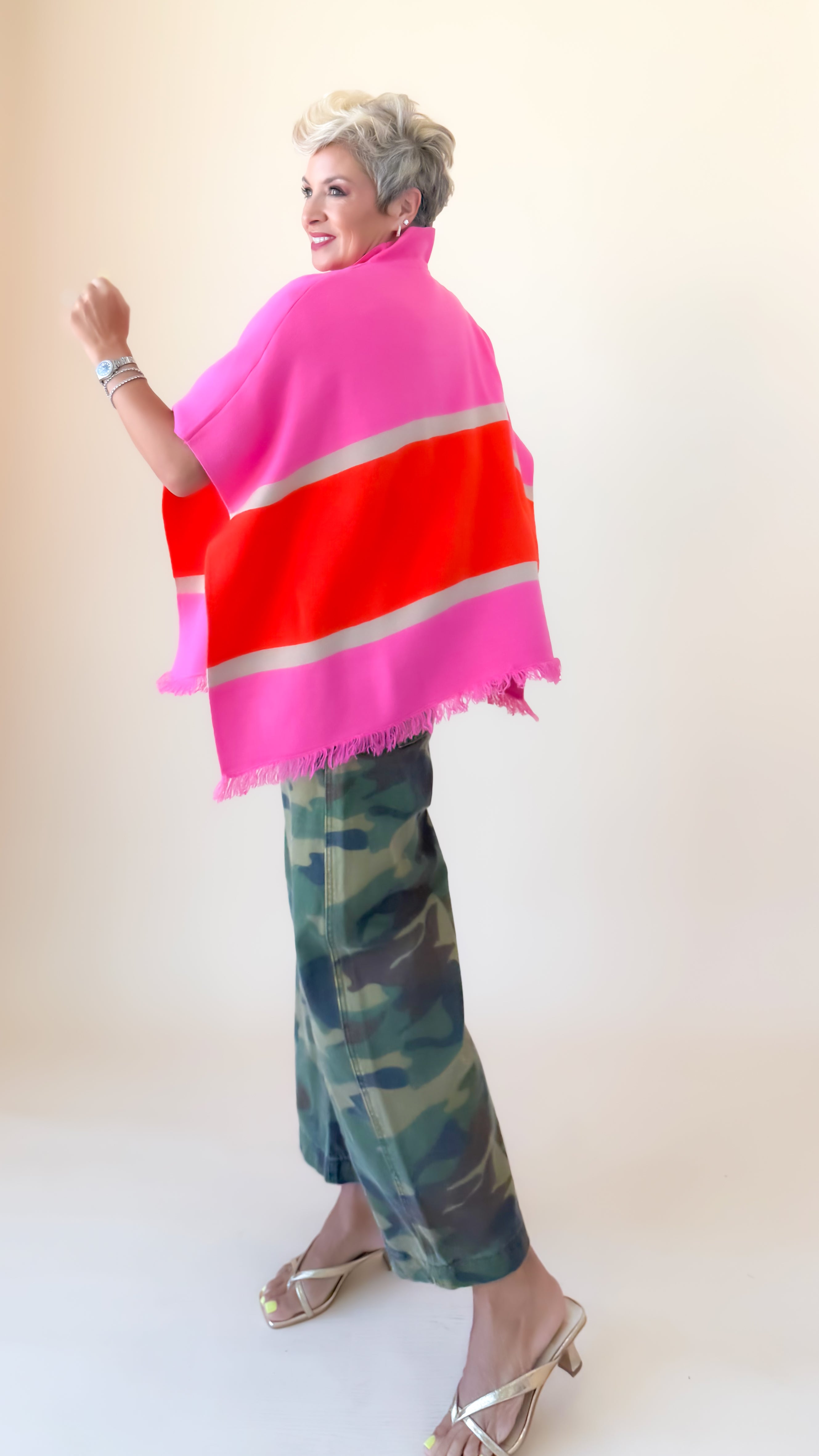 Patrice Pink Poncho