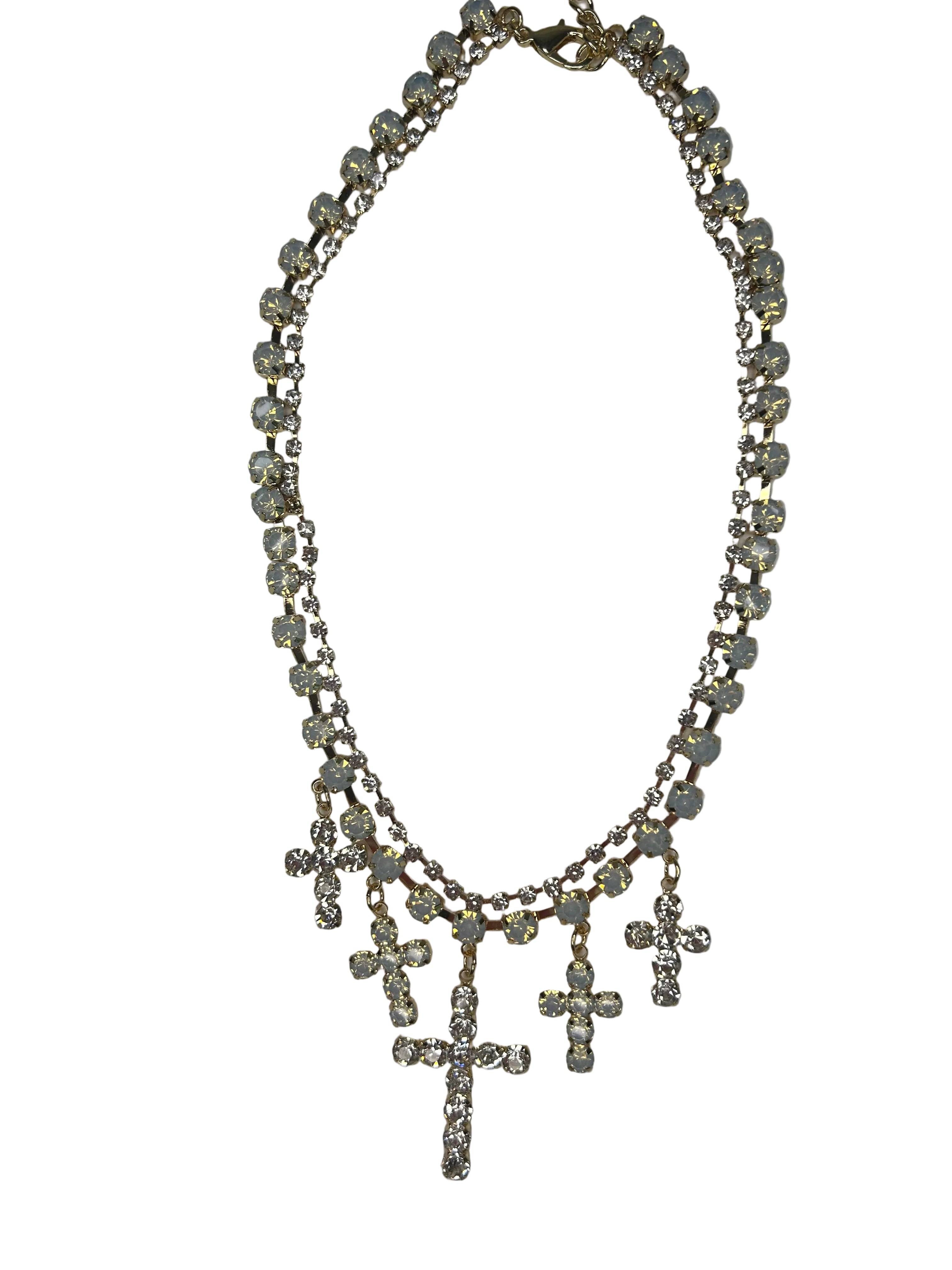 Multi Cross Rhinestone Necklace