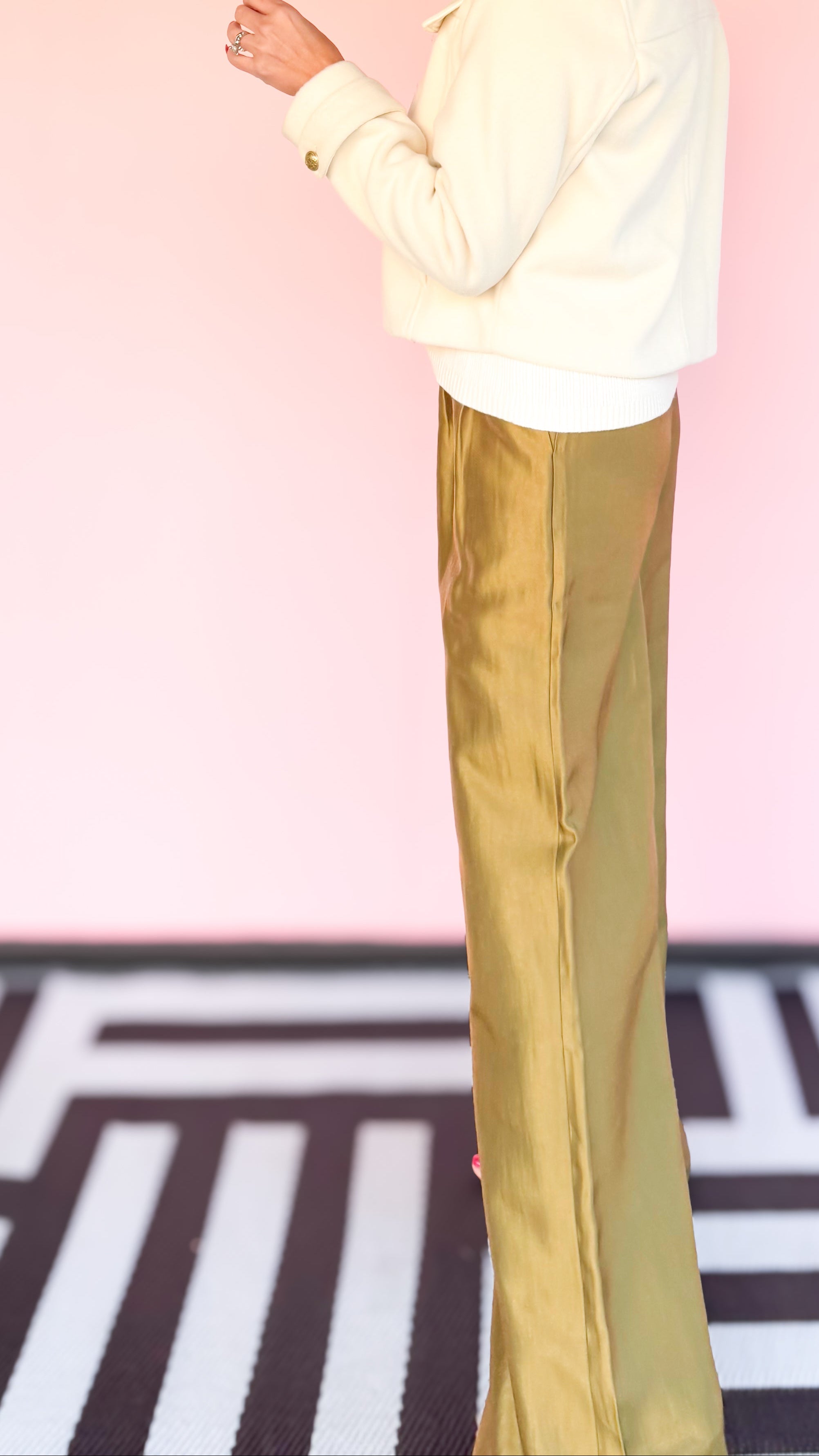 High Waist Wide Pants in Olive