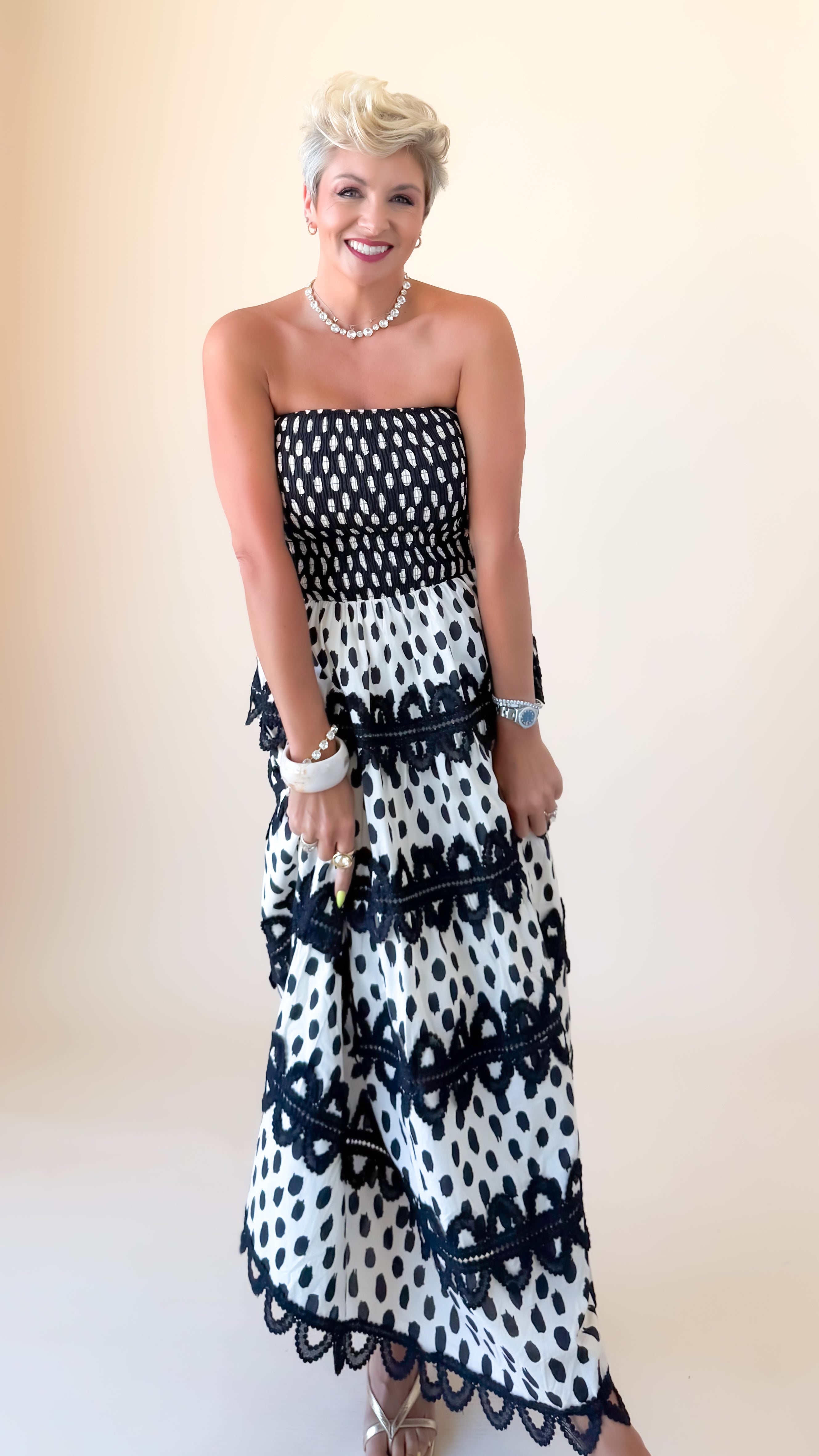 LouAnn Strapless Midi Dress/Black