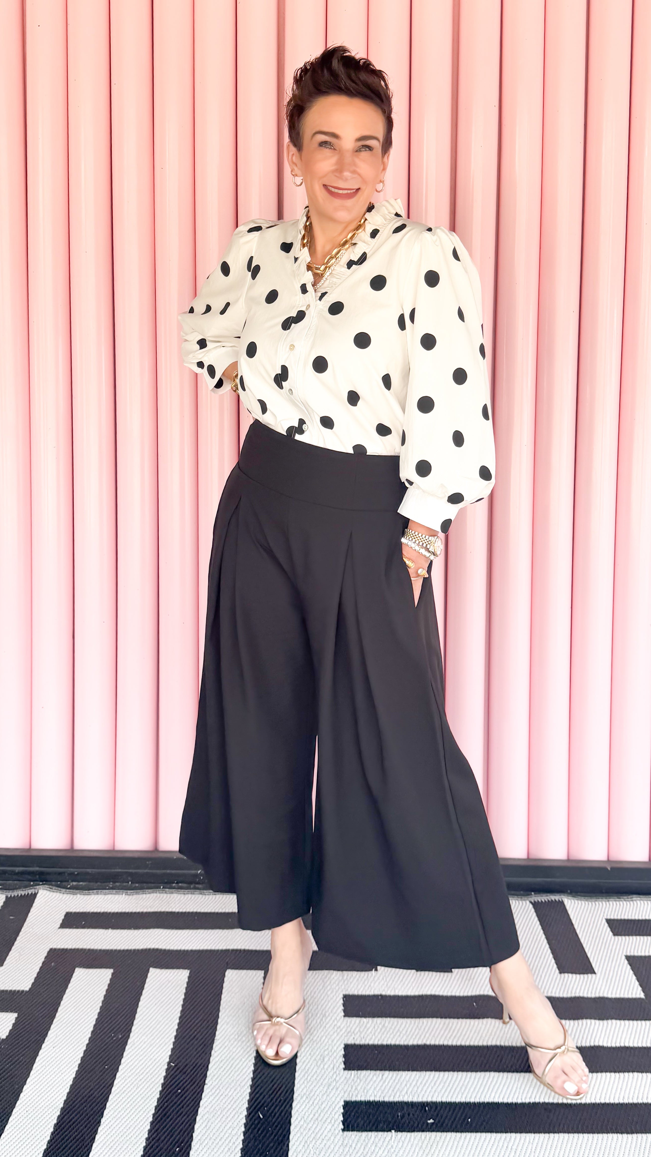 Polka Dot Puff Sleeve Top