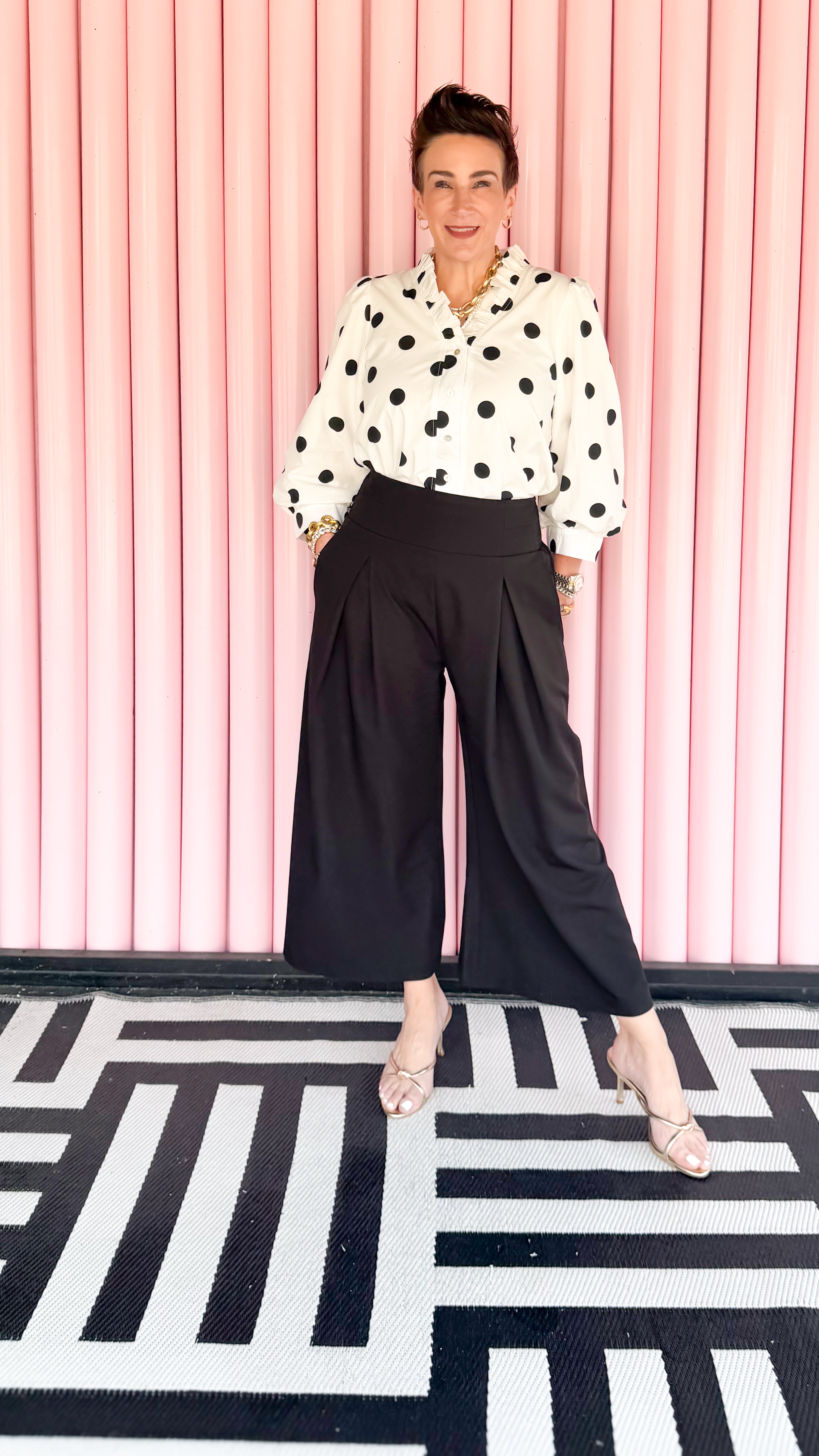 Polka Dot Puff Sleeve Top