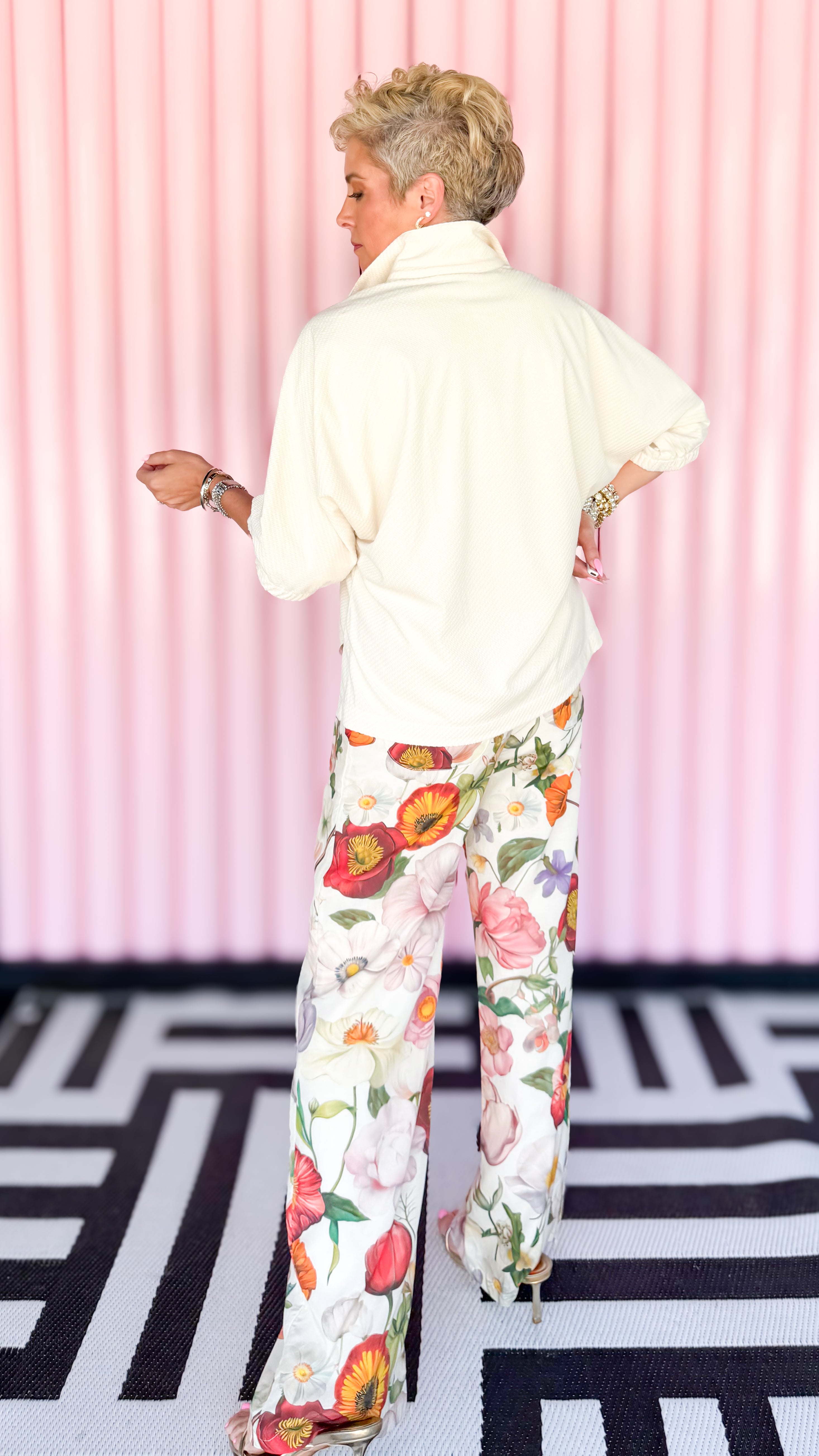 Wide Leg Linen Floral Pants