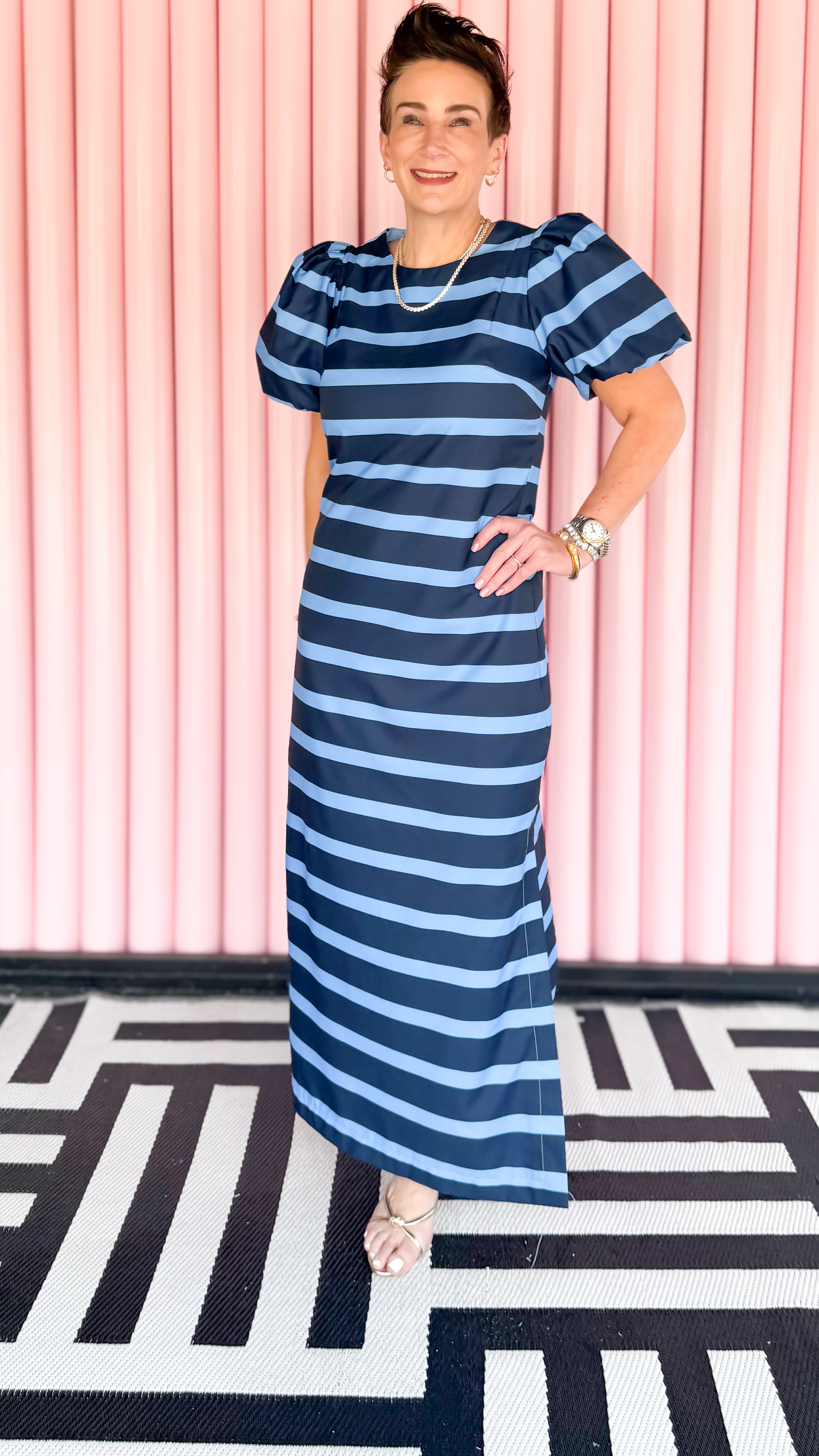 Jane Puff Sleeve Maxi Dress/Blue