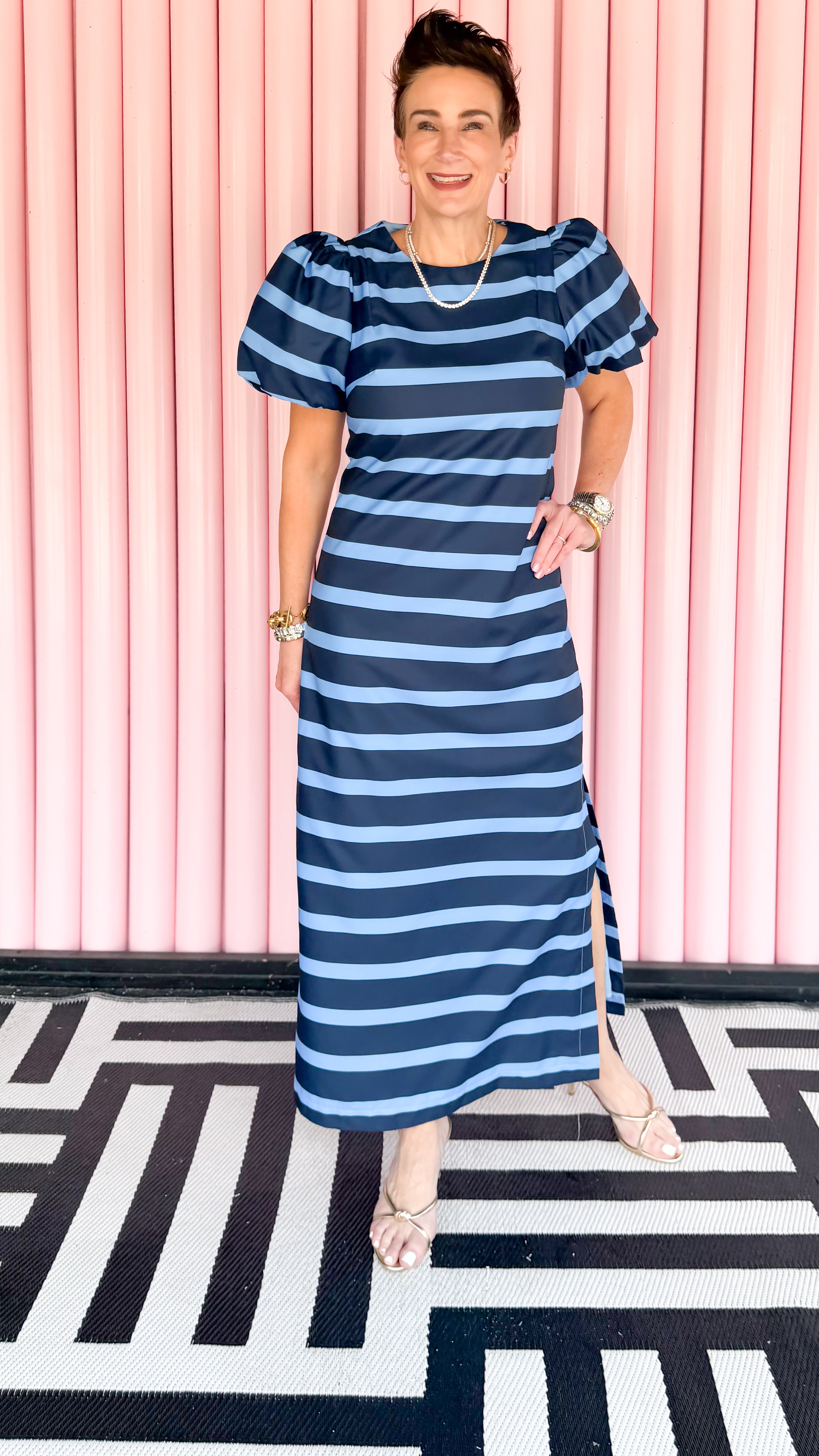 Jane Puff Sleeve Maxi Dress/Blue