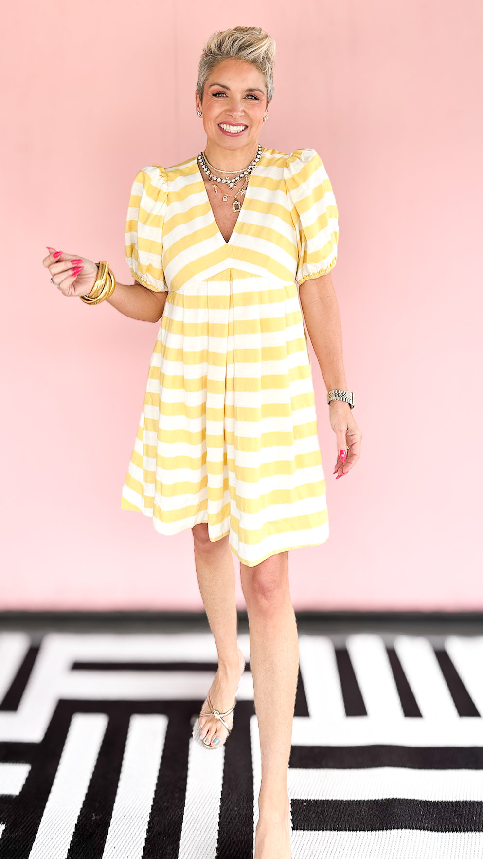 Jayla Stripe Mini Dress/Yellow