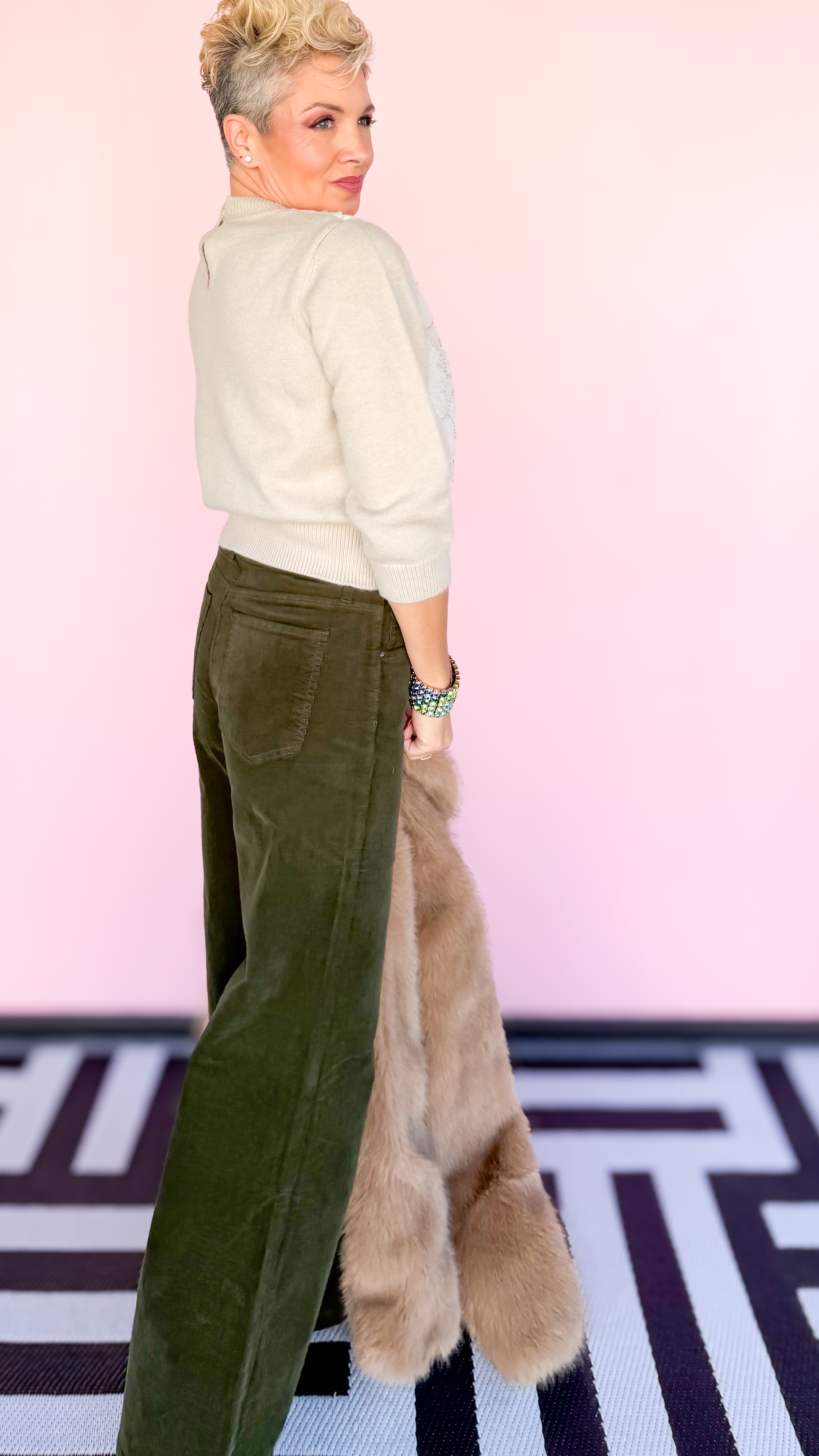 Tulle Flower 3/4 Sleeve Sweater