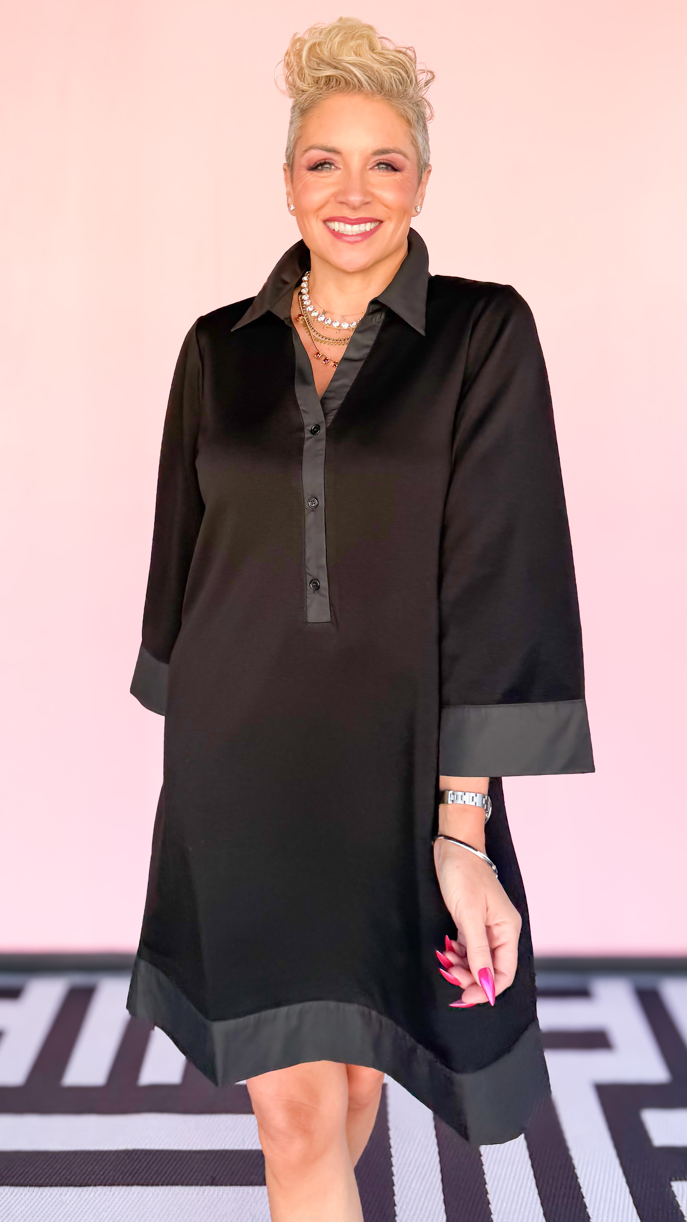 Short Long Sleeve Dress/Black