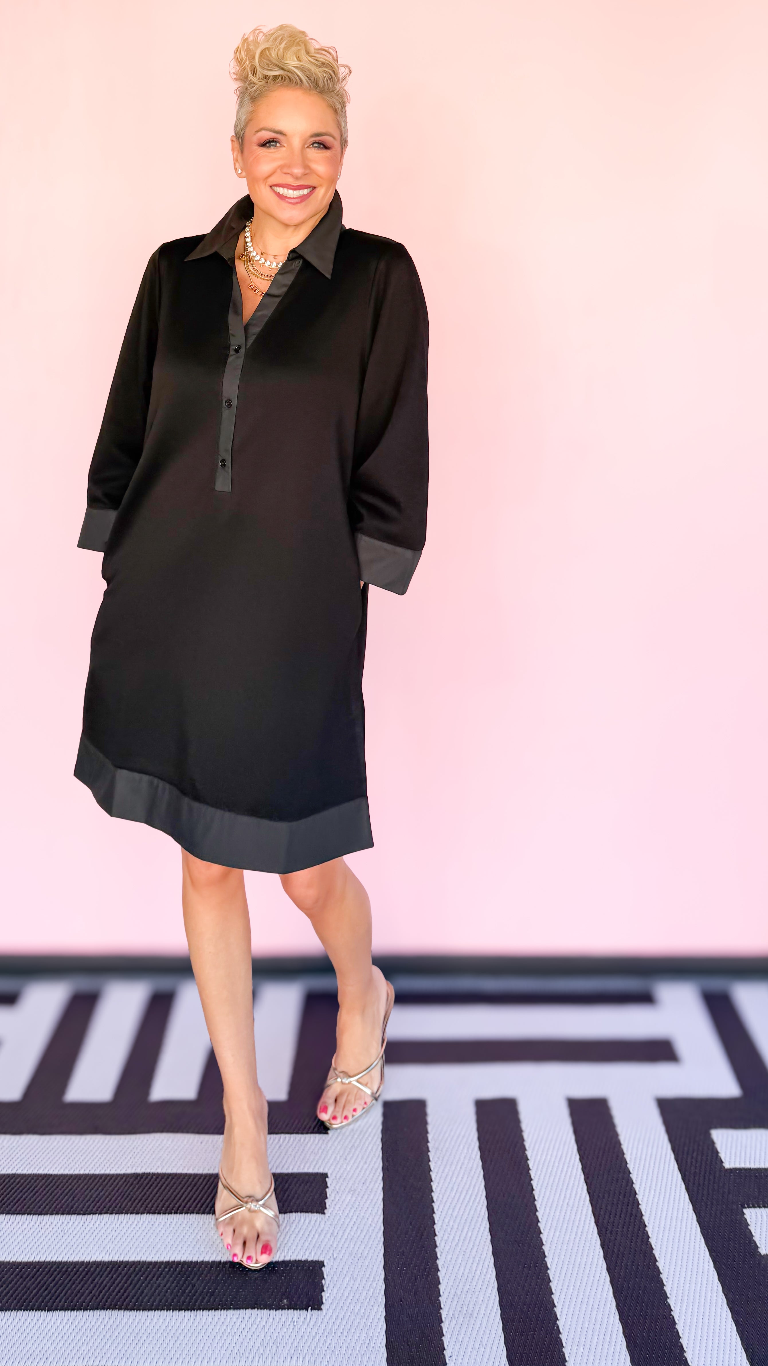 Short Long Sleeve Dress/Black