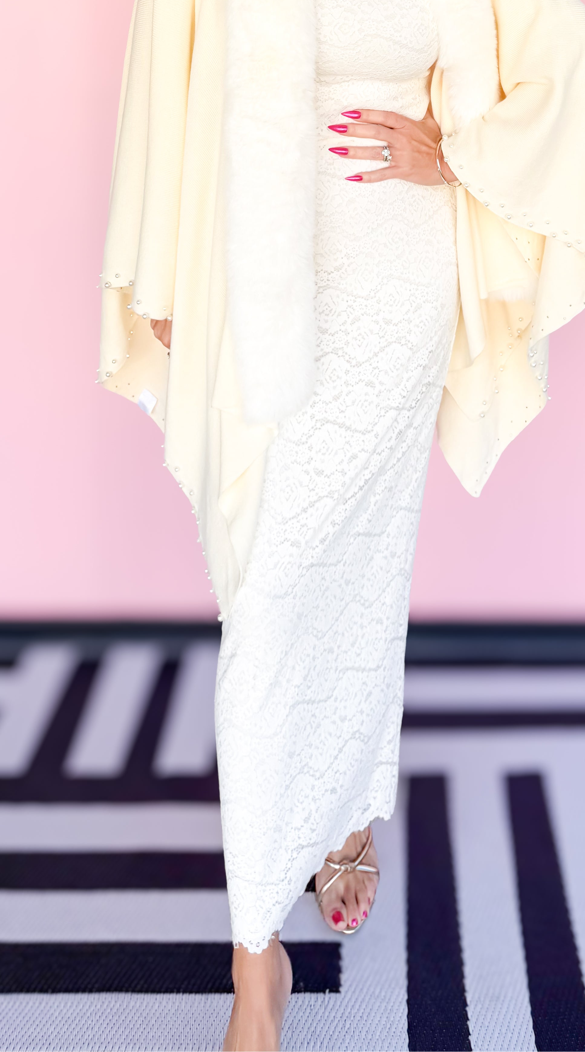 Via Lace Midi Skirt/Cream