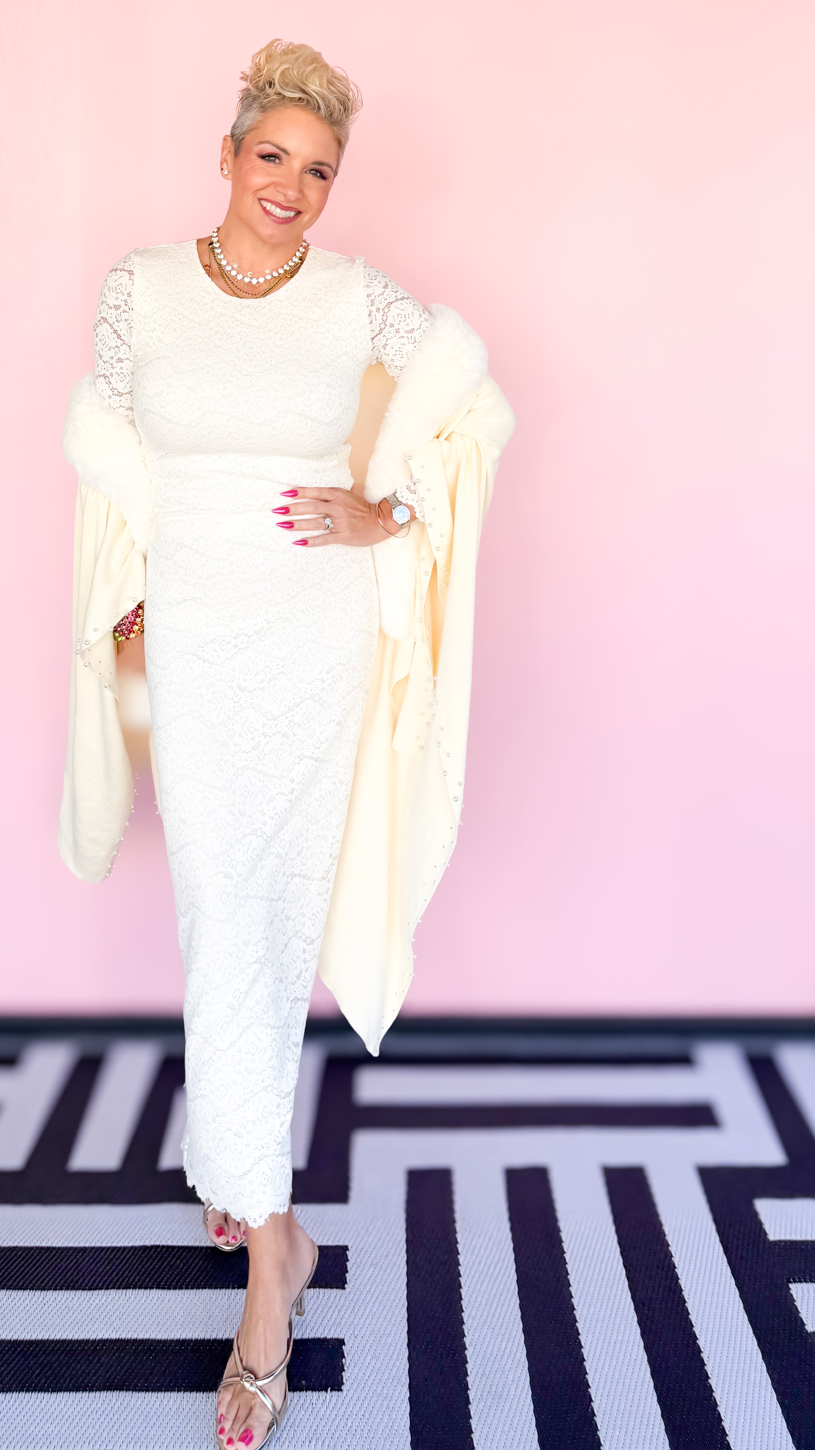 Via Lace Midi Skirt/Cream