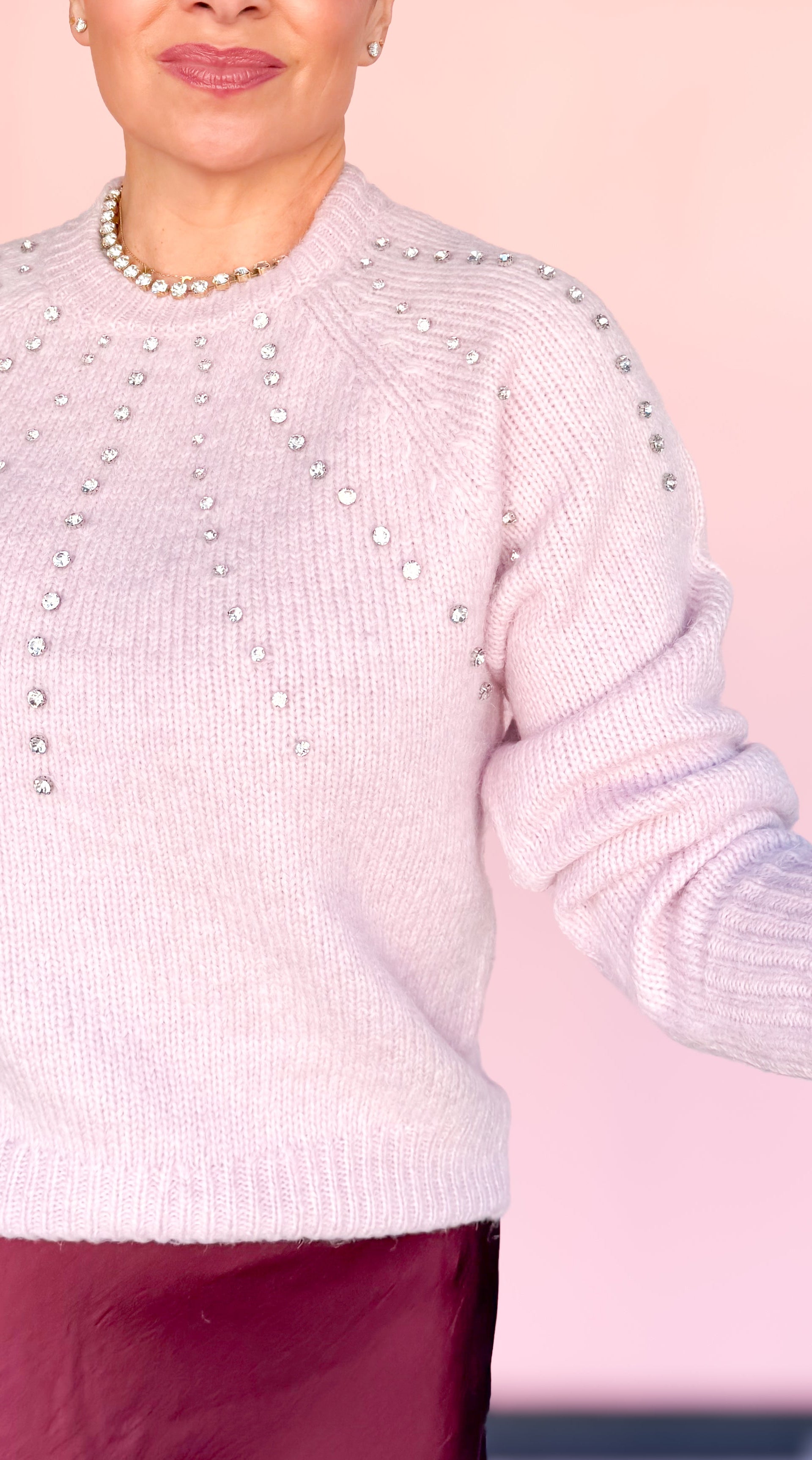 Pink Sweater w/ Rhinestones