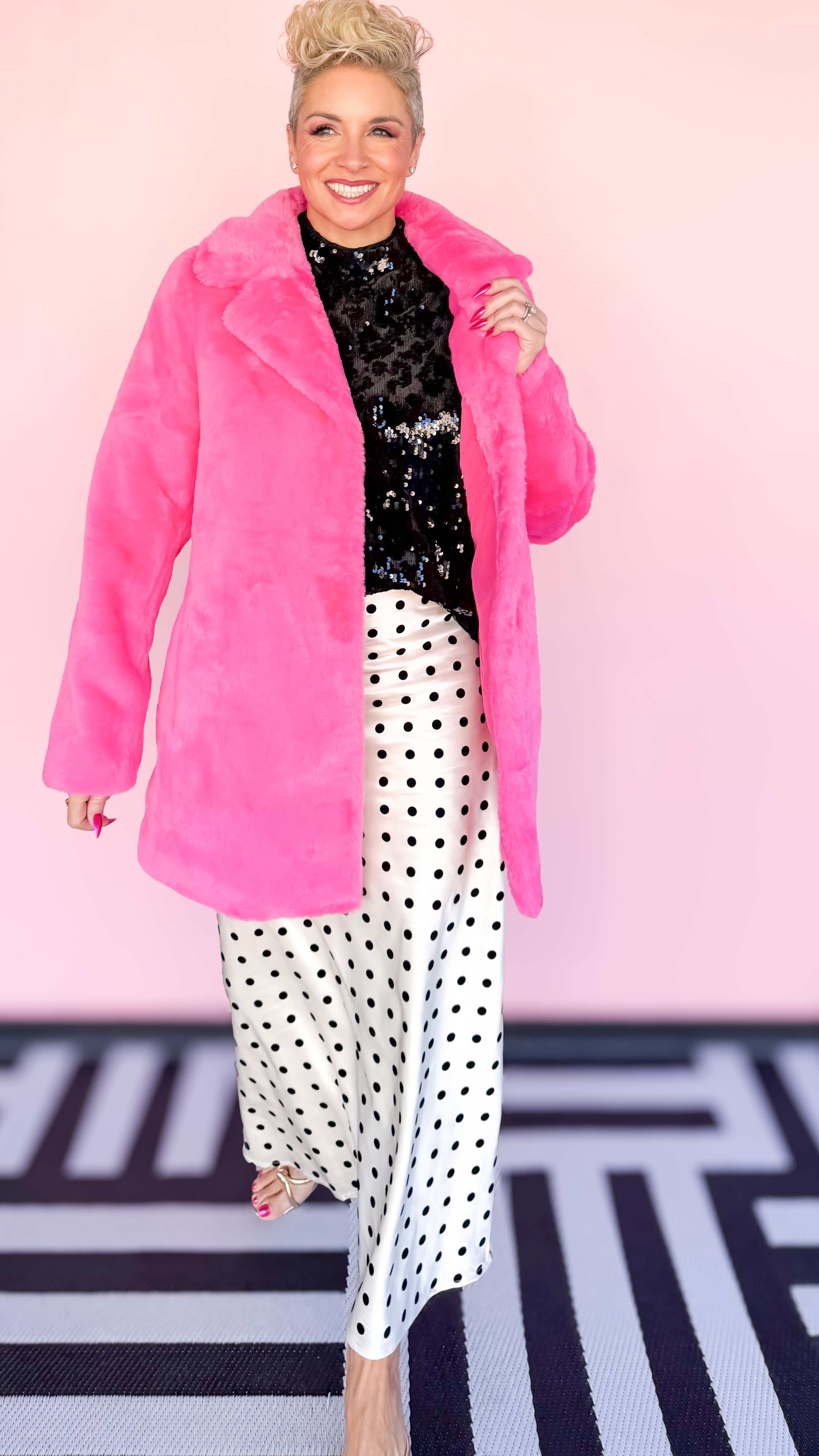 Hottie Faux Fur Coat/Pink