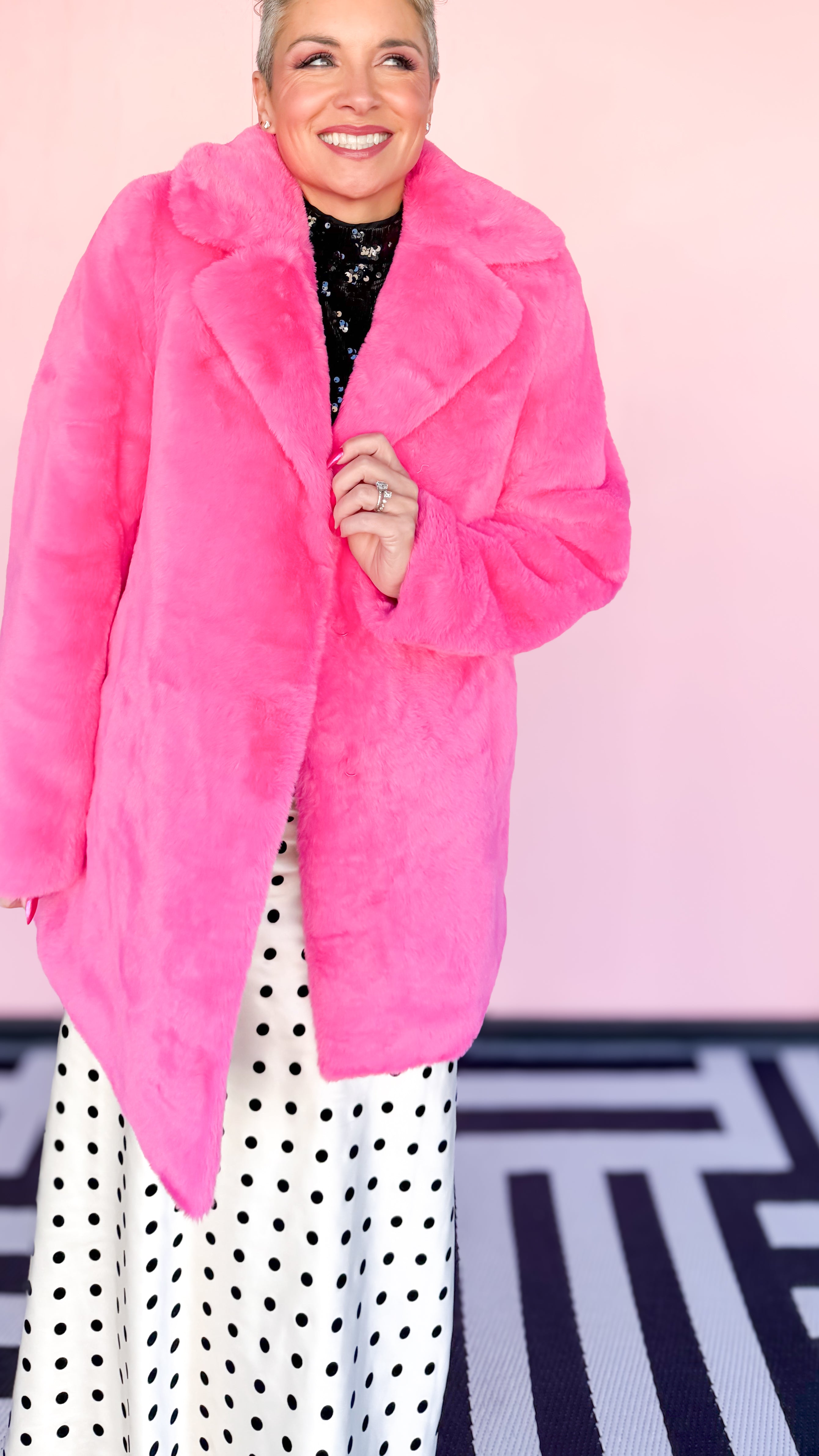 Hottie Faux Fur Coat/Pink