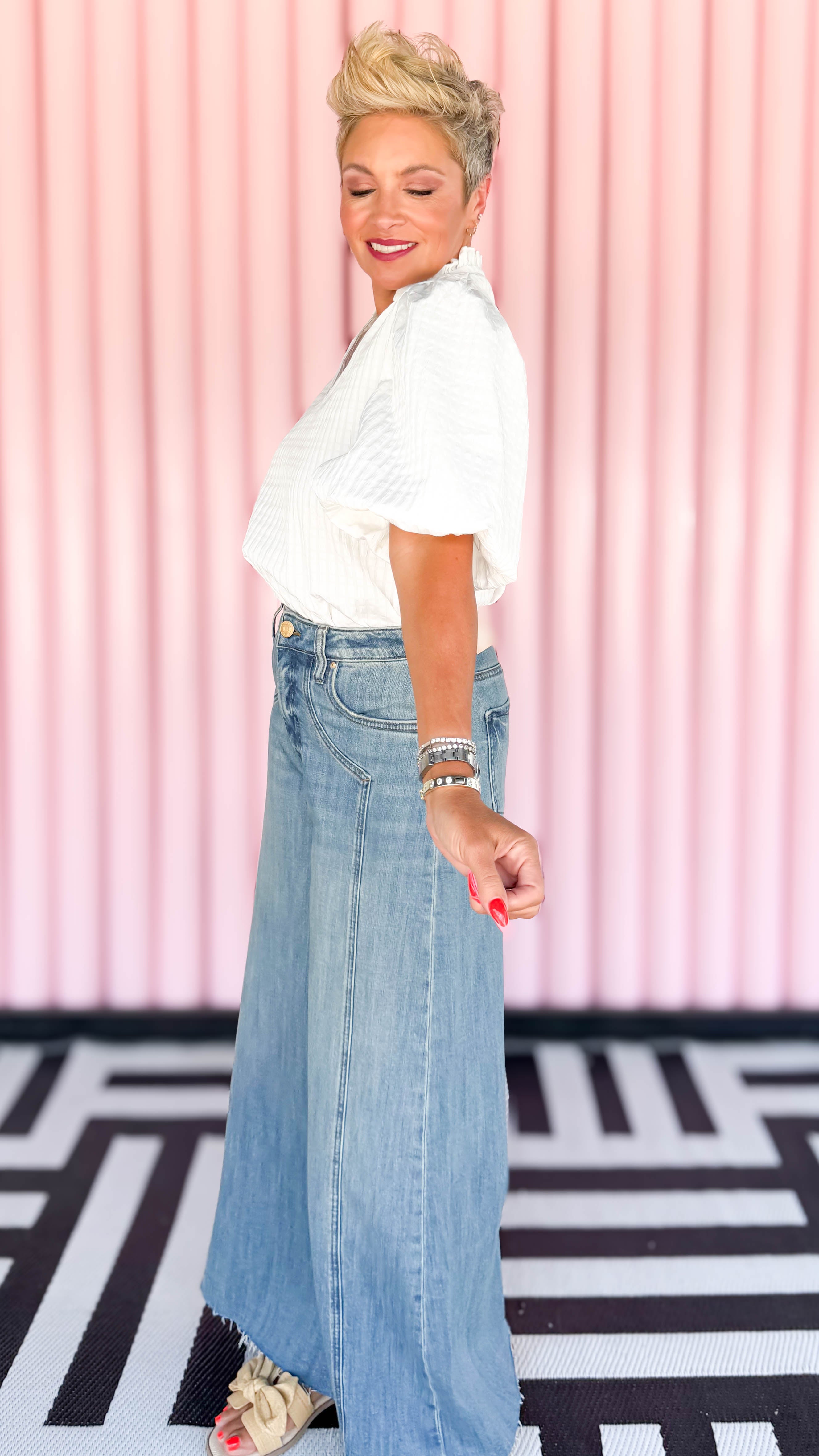 Janice Puff Sleeve Top/White