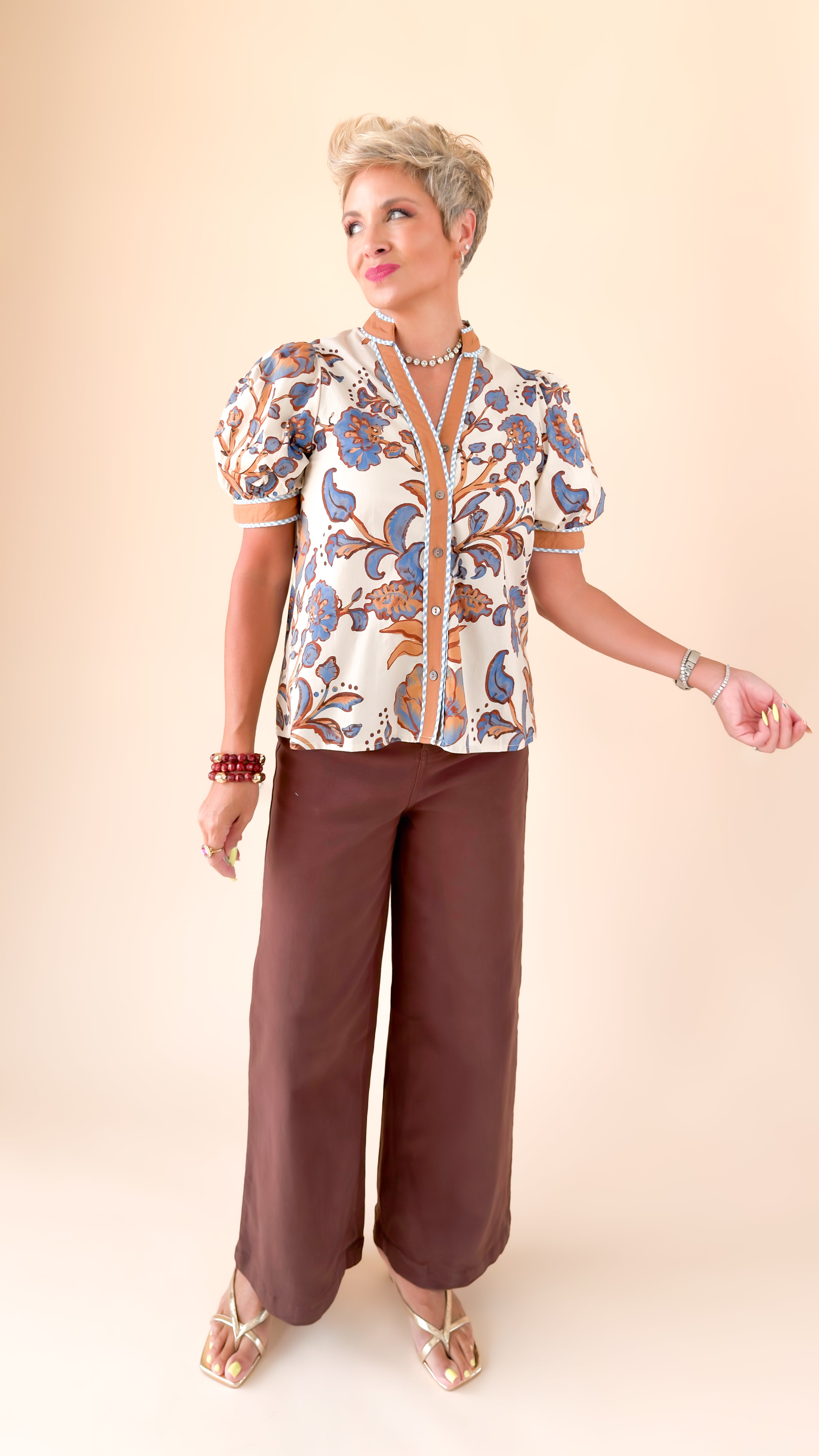 Jennifer Floral Puff Sleeve/Cream