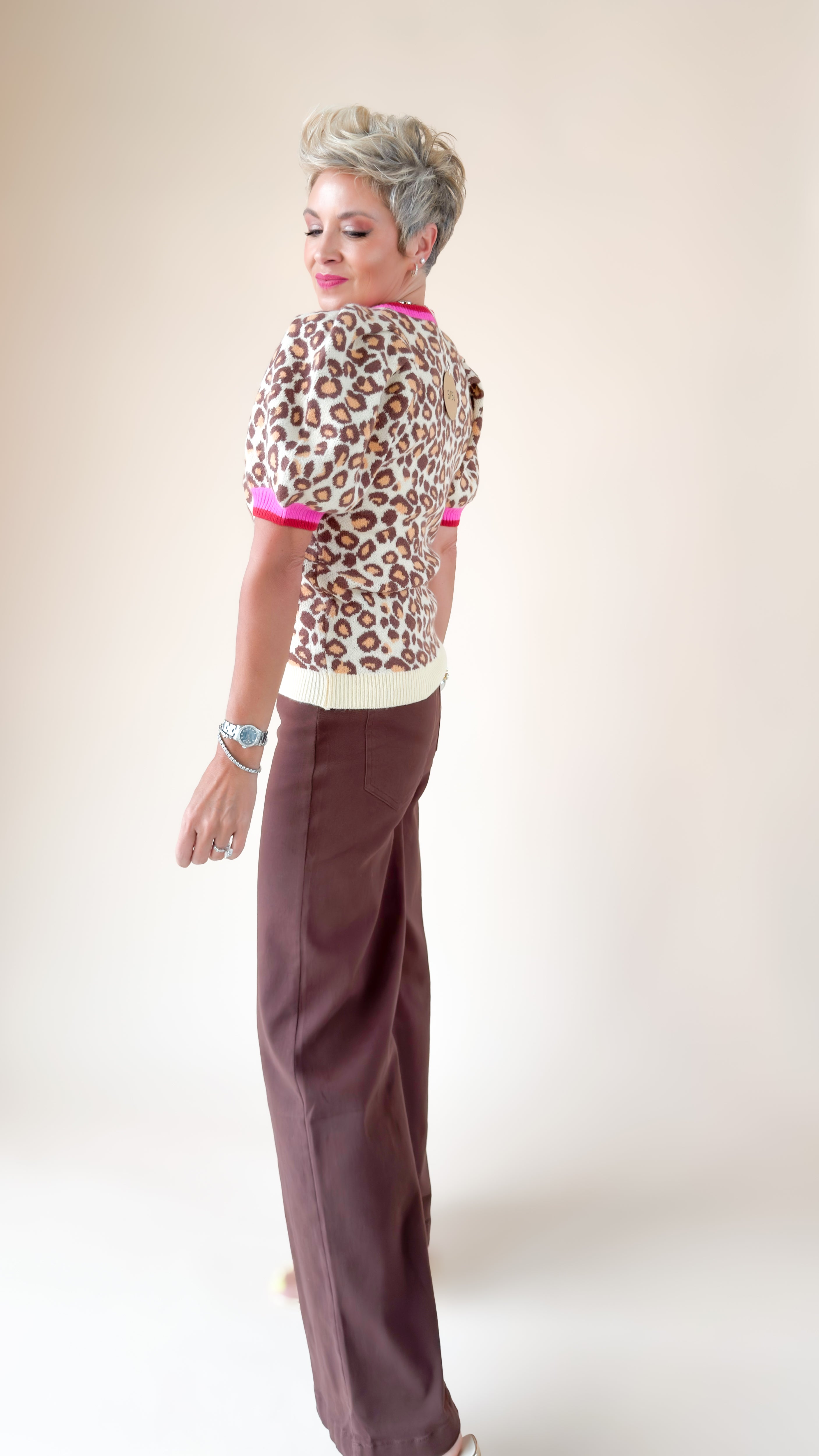 Leopard Puff Sleeve Sweater
