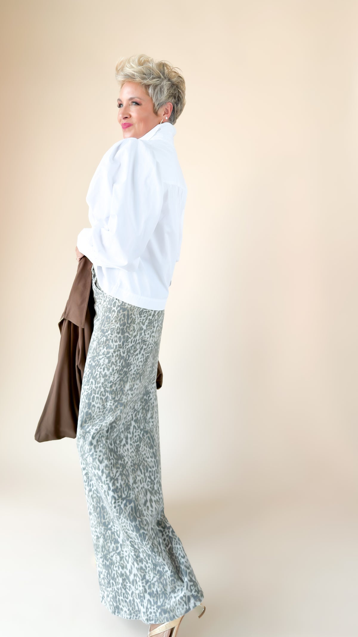 Zimi Leopard Printed Jeans/Grey