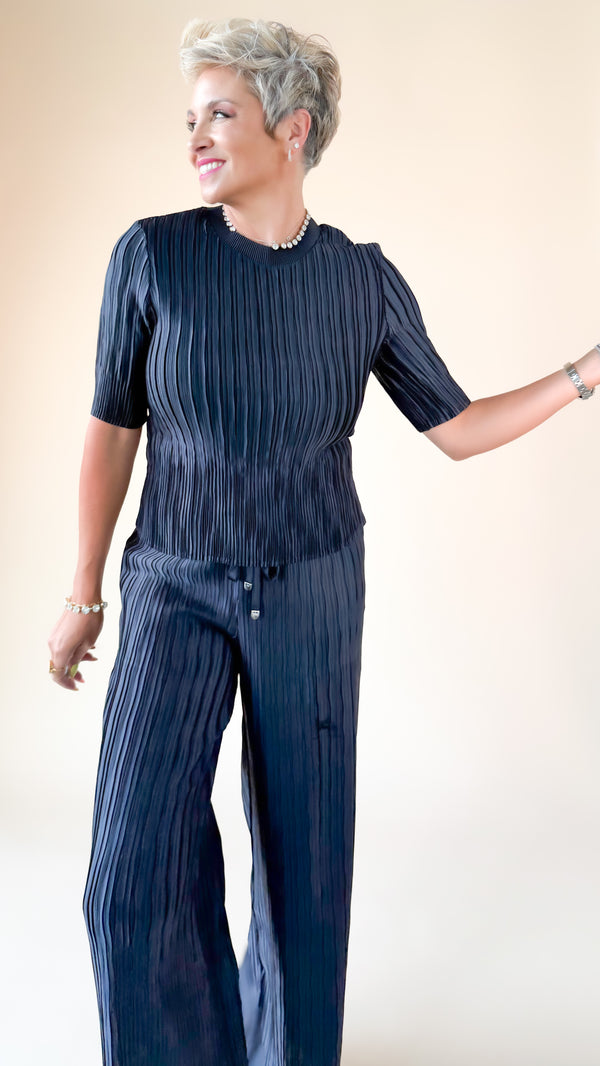 Bridget Plissé Top/Navy