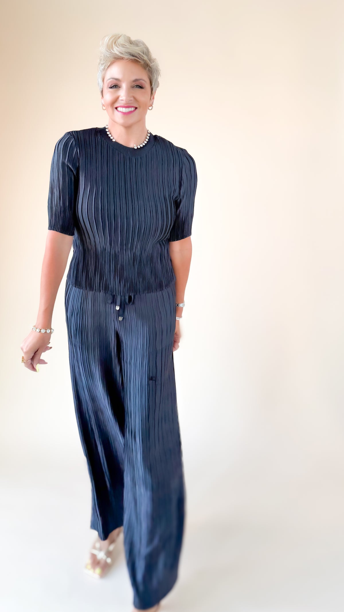 Bridget Plissé Pants/Navy