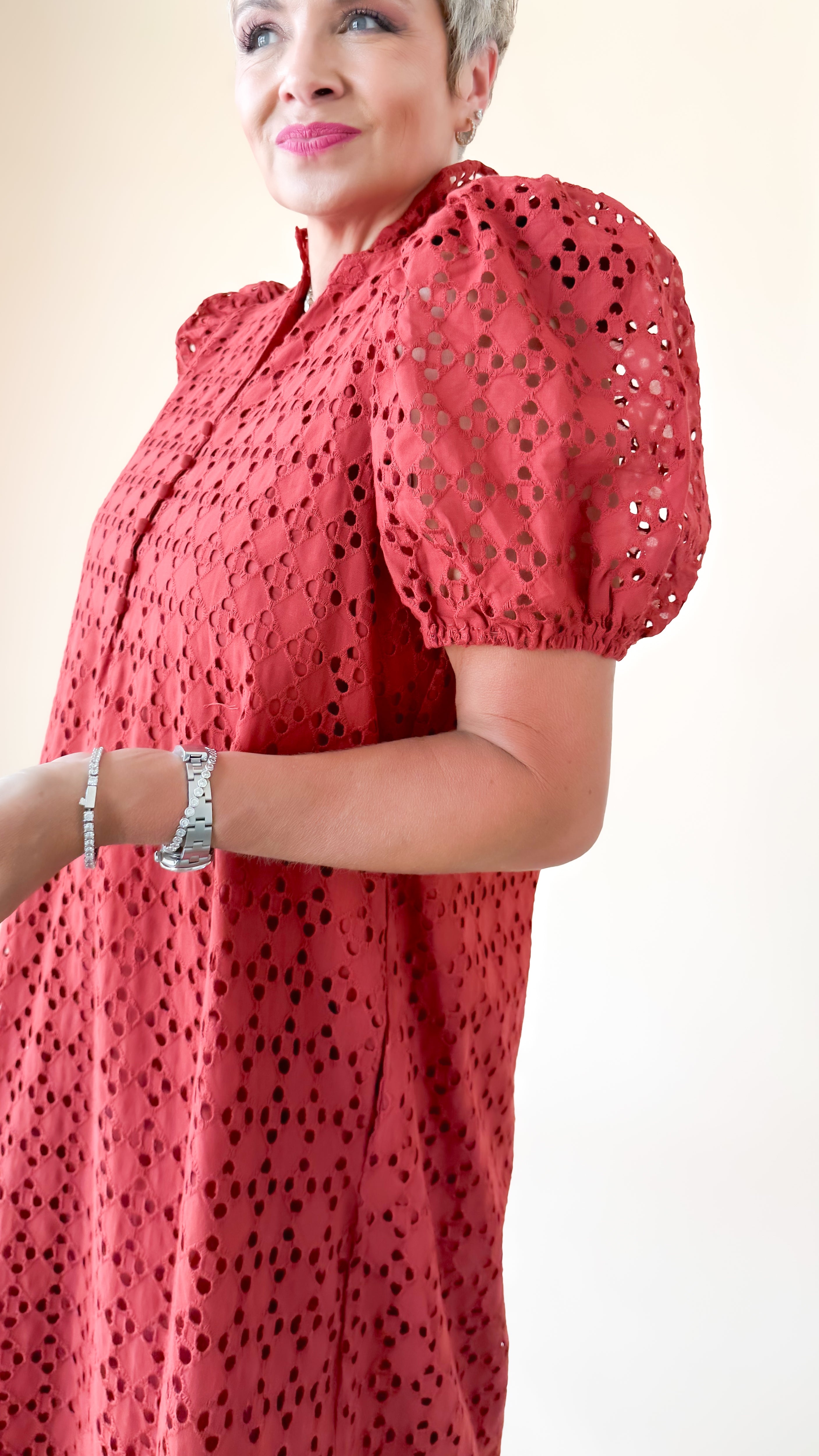 Gretchen Eyelet Maxi Dress/Rust