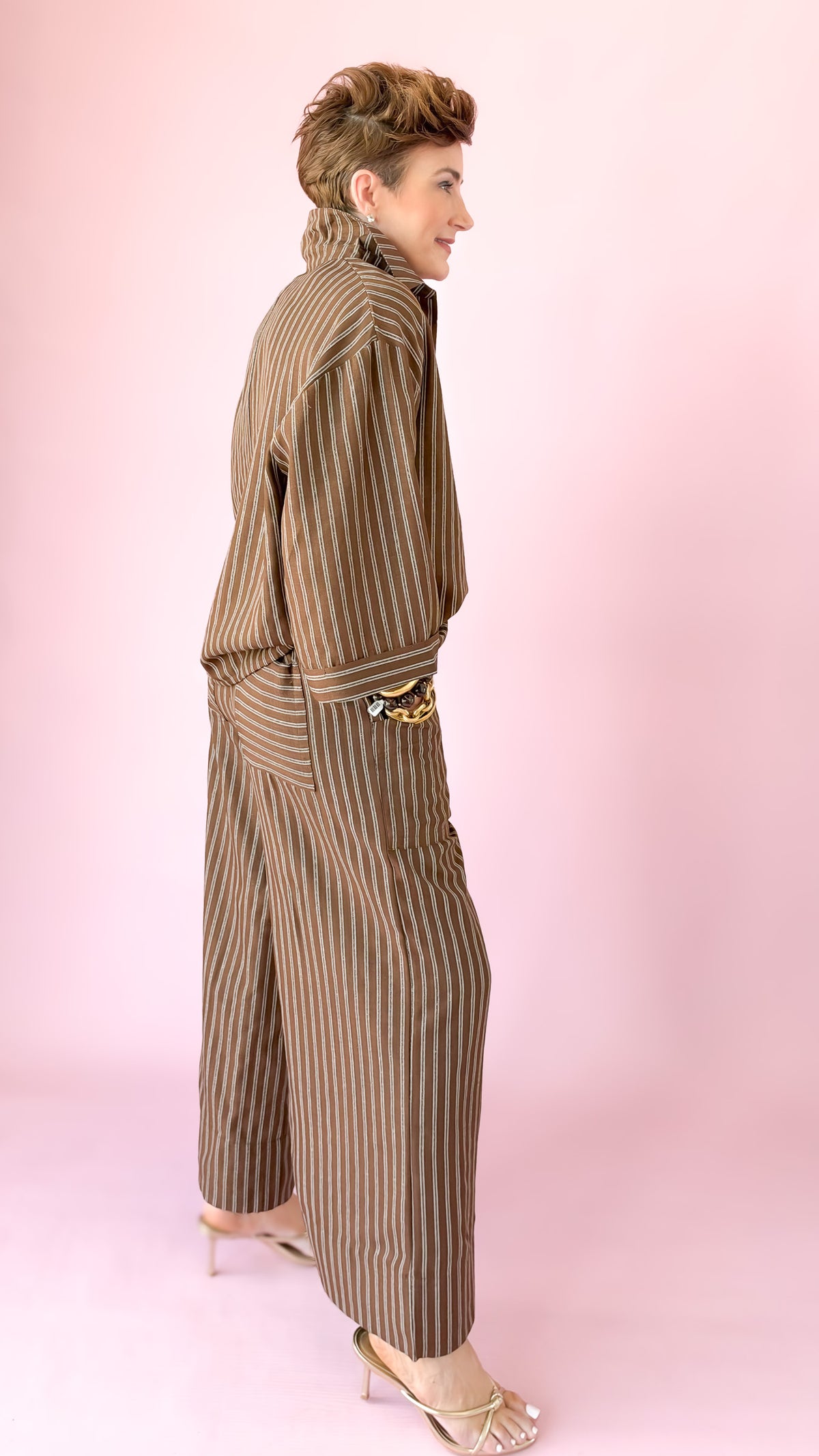 HW Wide Stripe Pants/Brown
