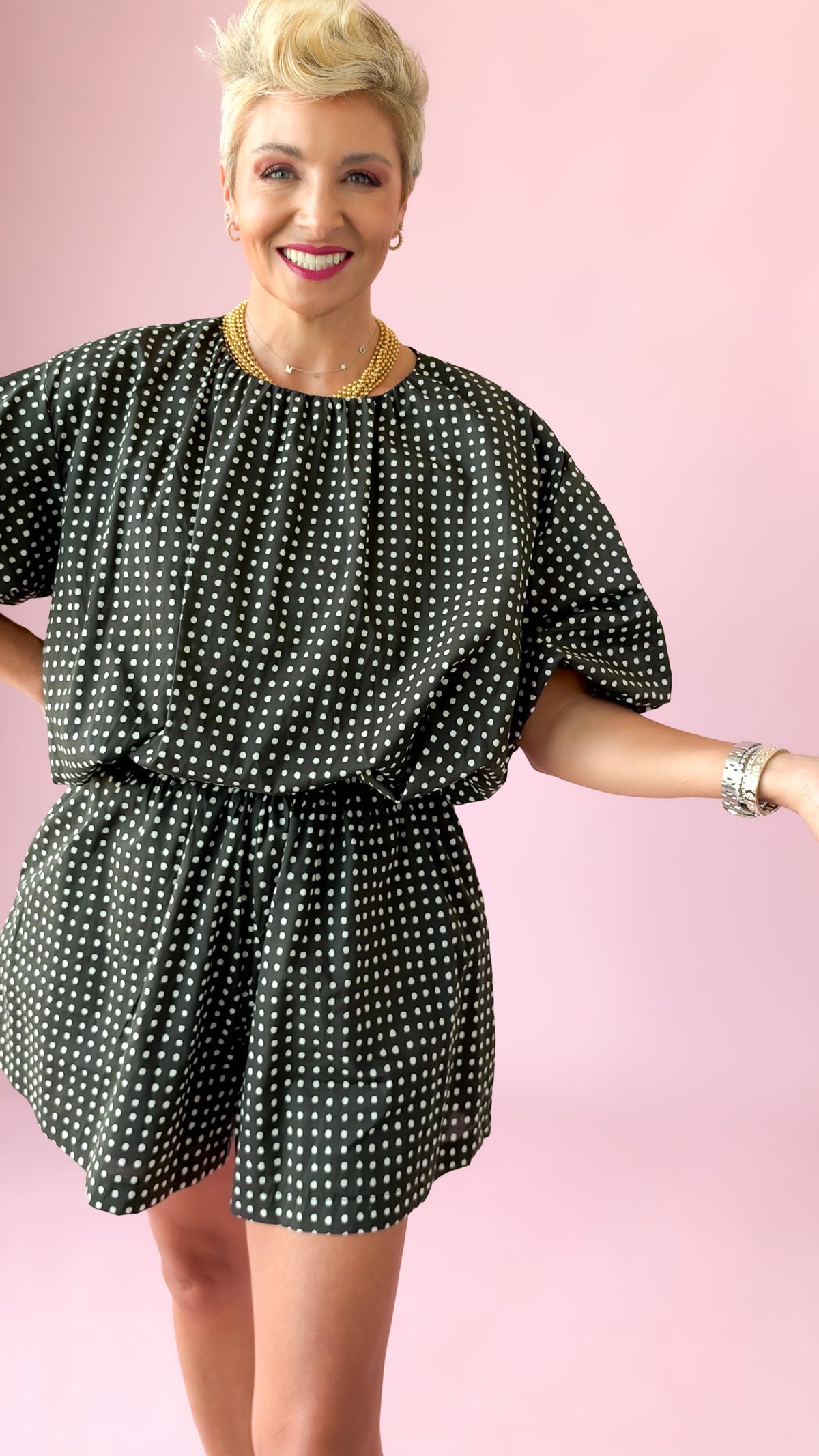 Bubble Crop Top Balloon Sleeve/Black