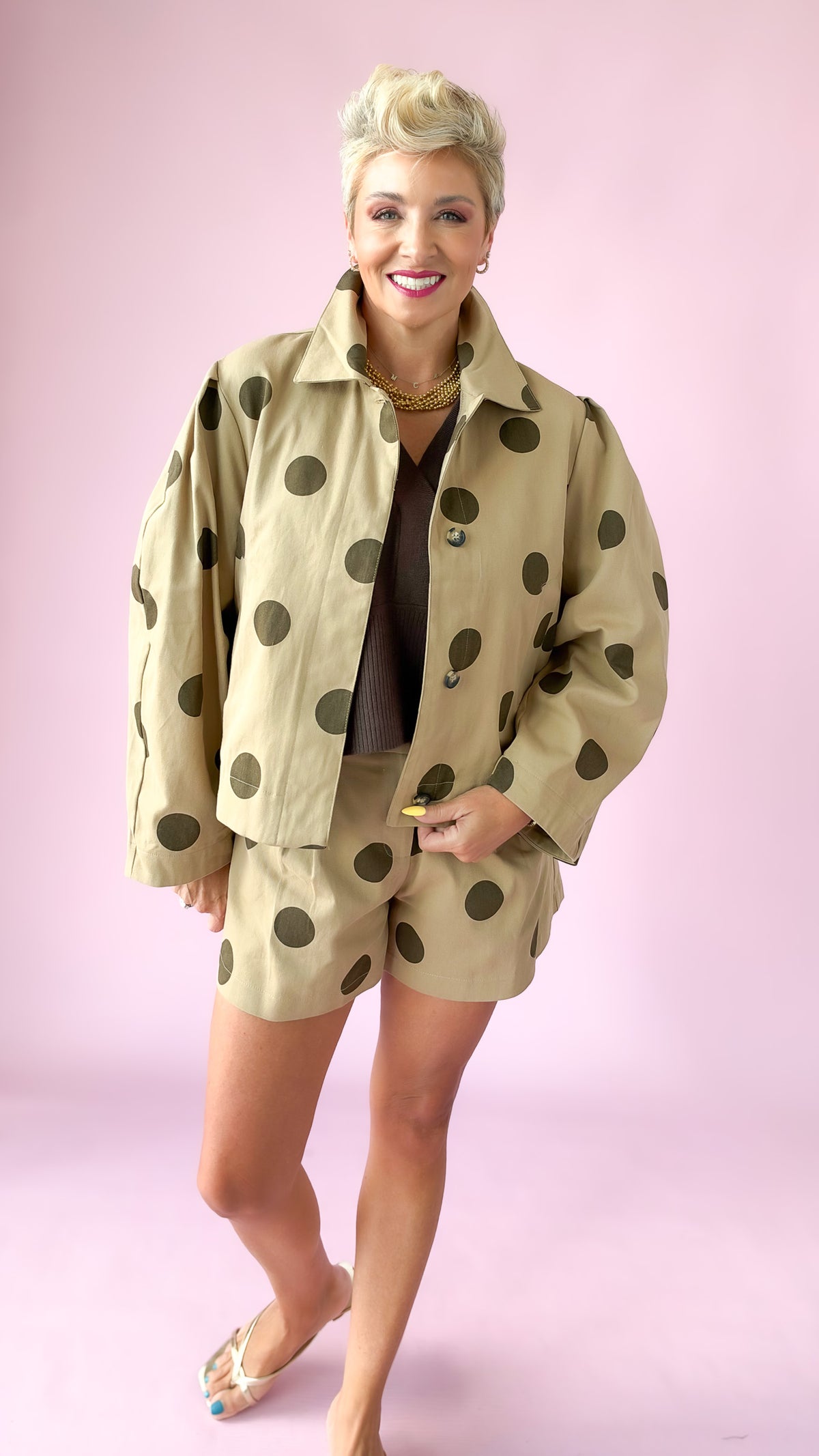Polka Dot Jacket/Taupe