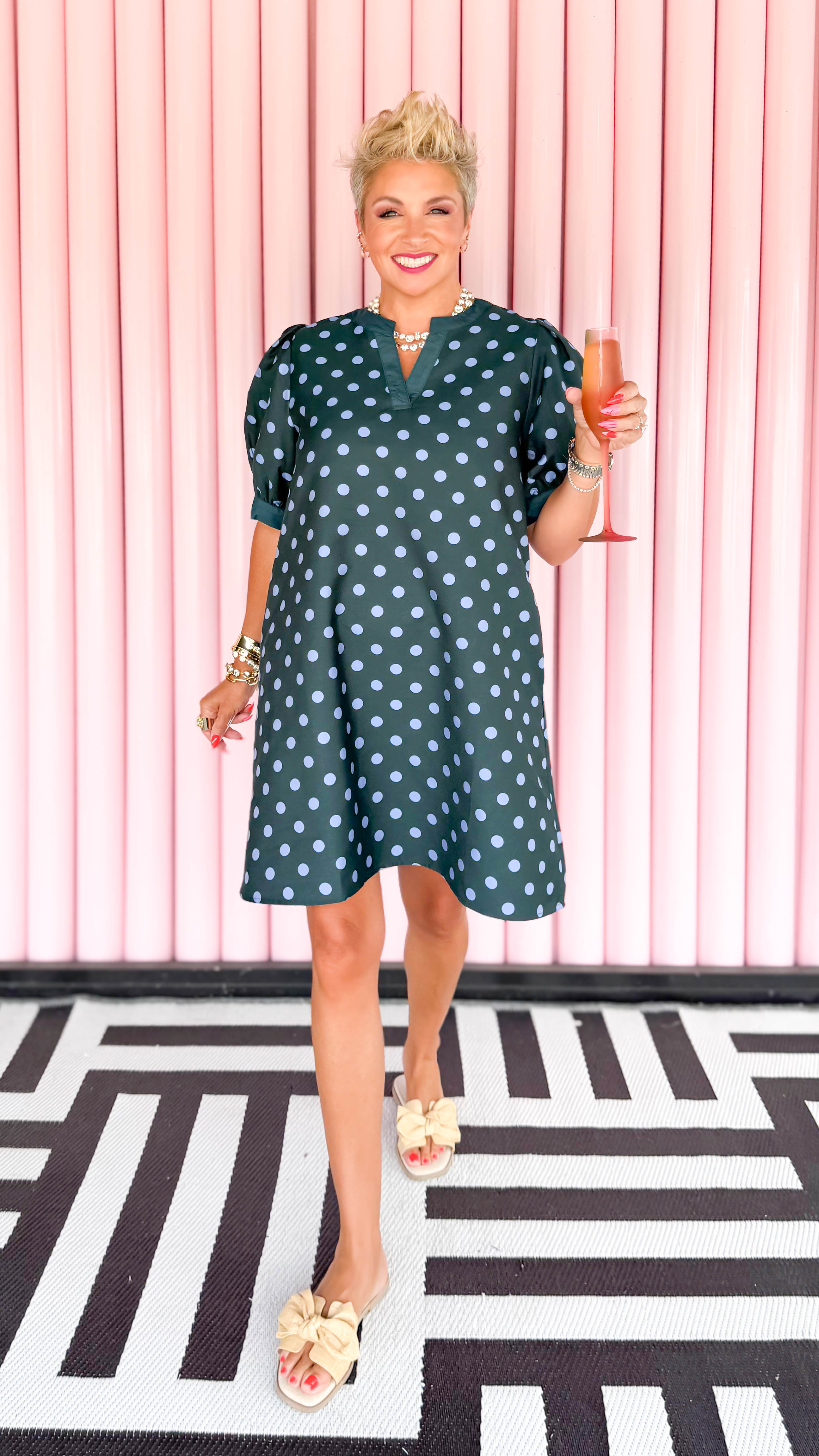 Bubble Sleeve Mini Dress/Hunter Green