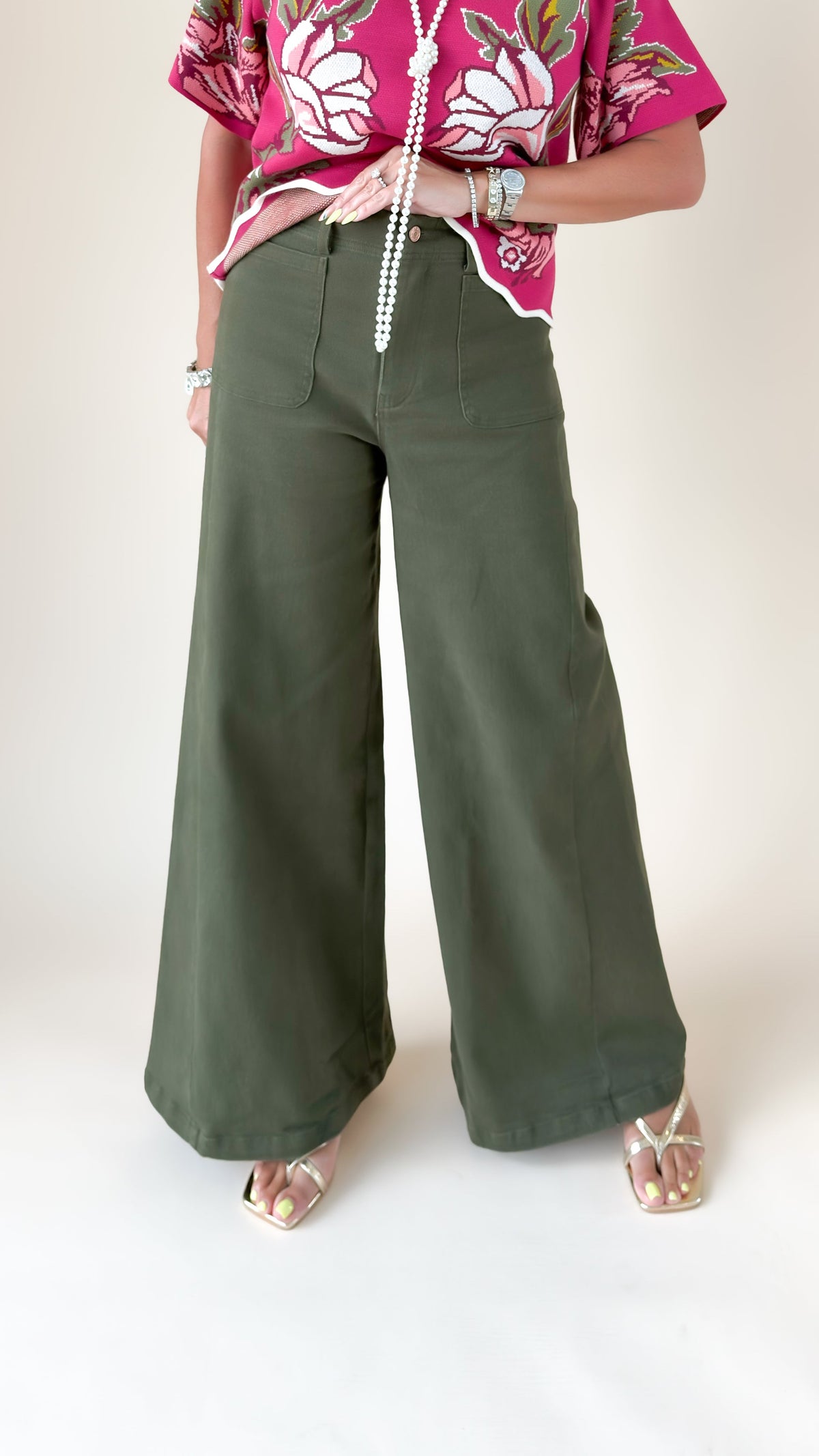 Willow Wide Leg Jeans/Olive