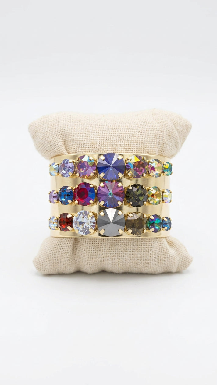 Triple Row Rhinestone Cuff/Multi