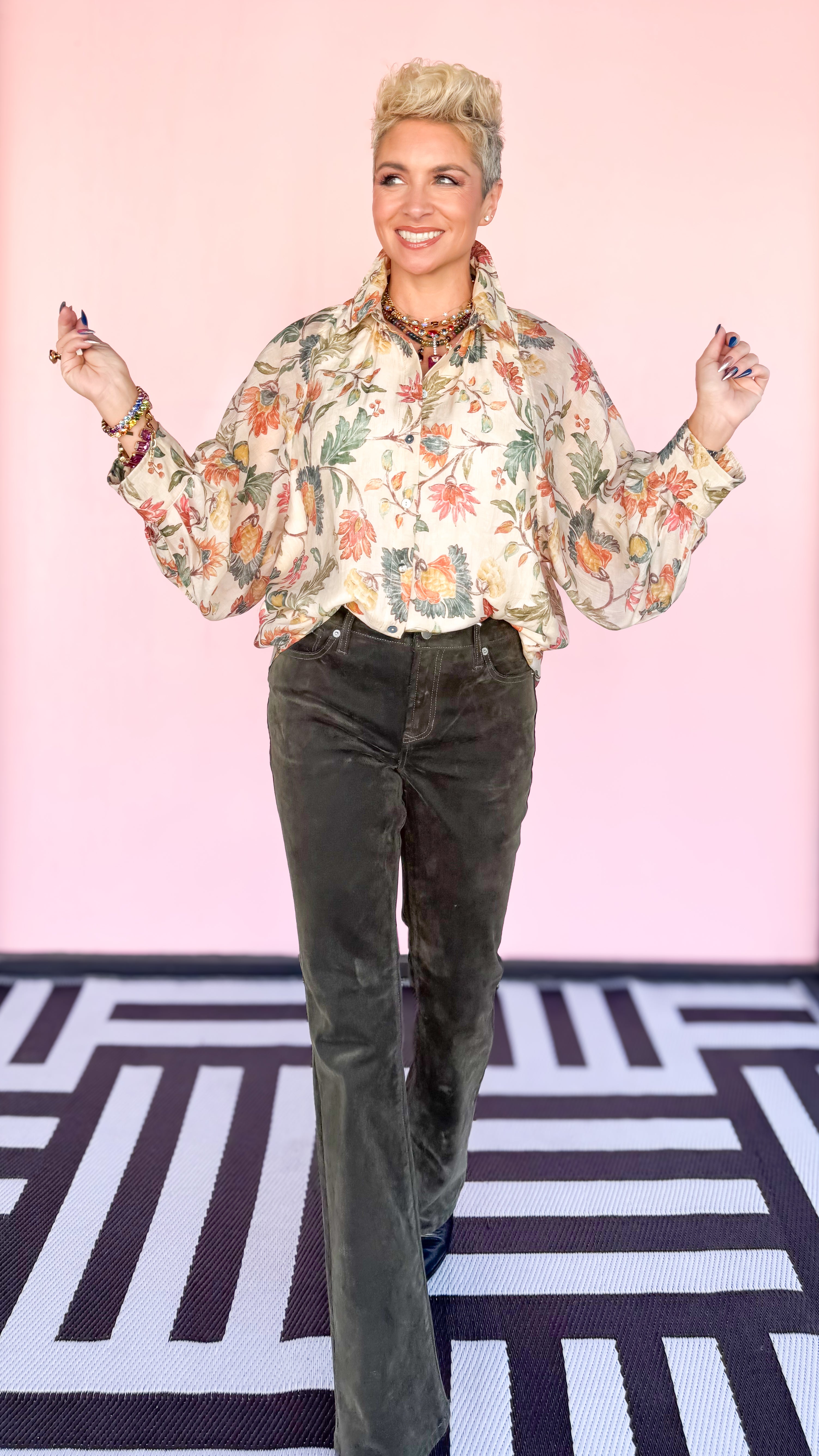 Adria Floral Blouse/Ecru - The BLVD