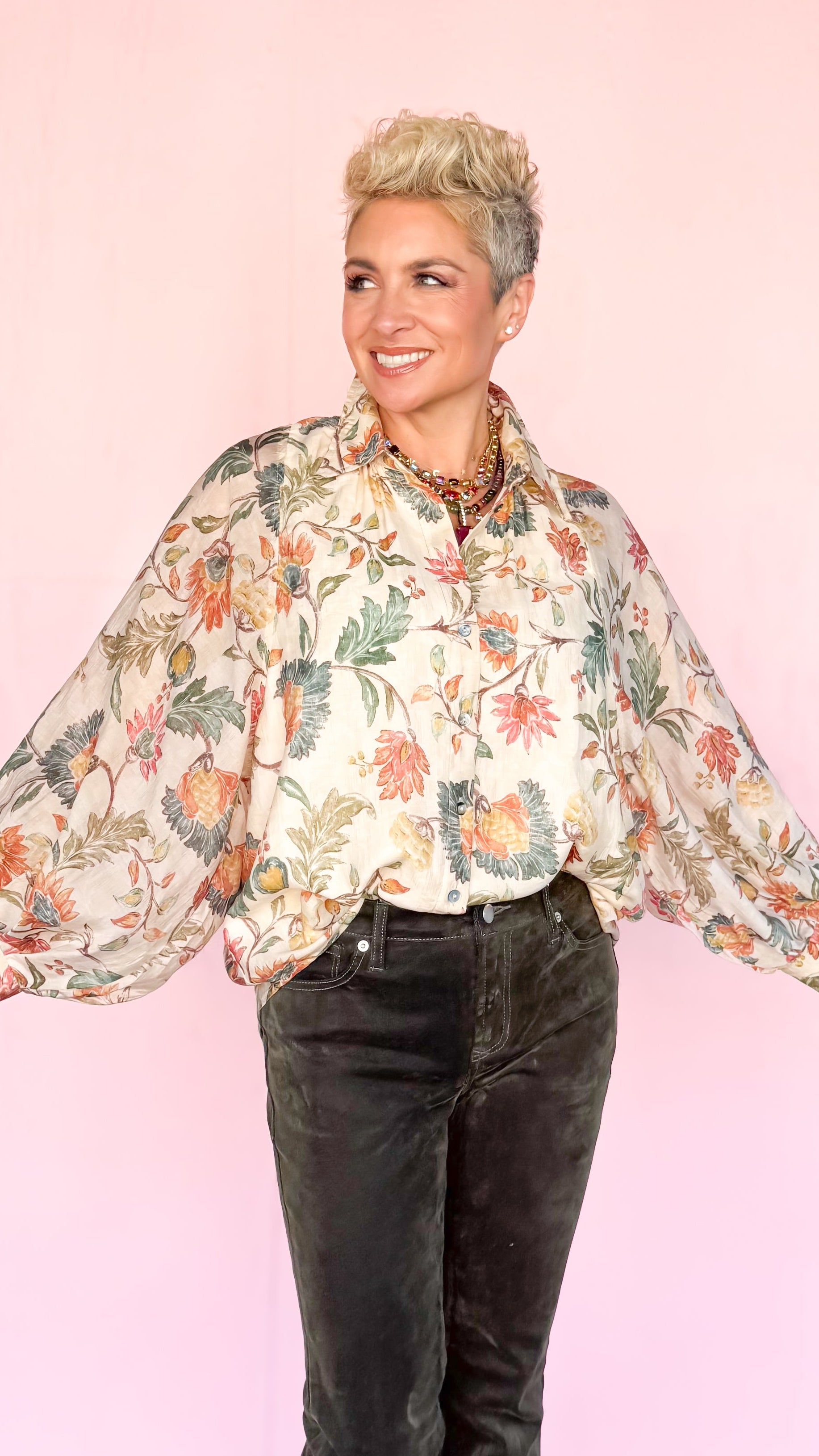 Adria Floral Blouse/Ecru - The BLVD