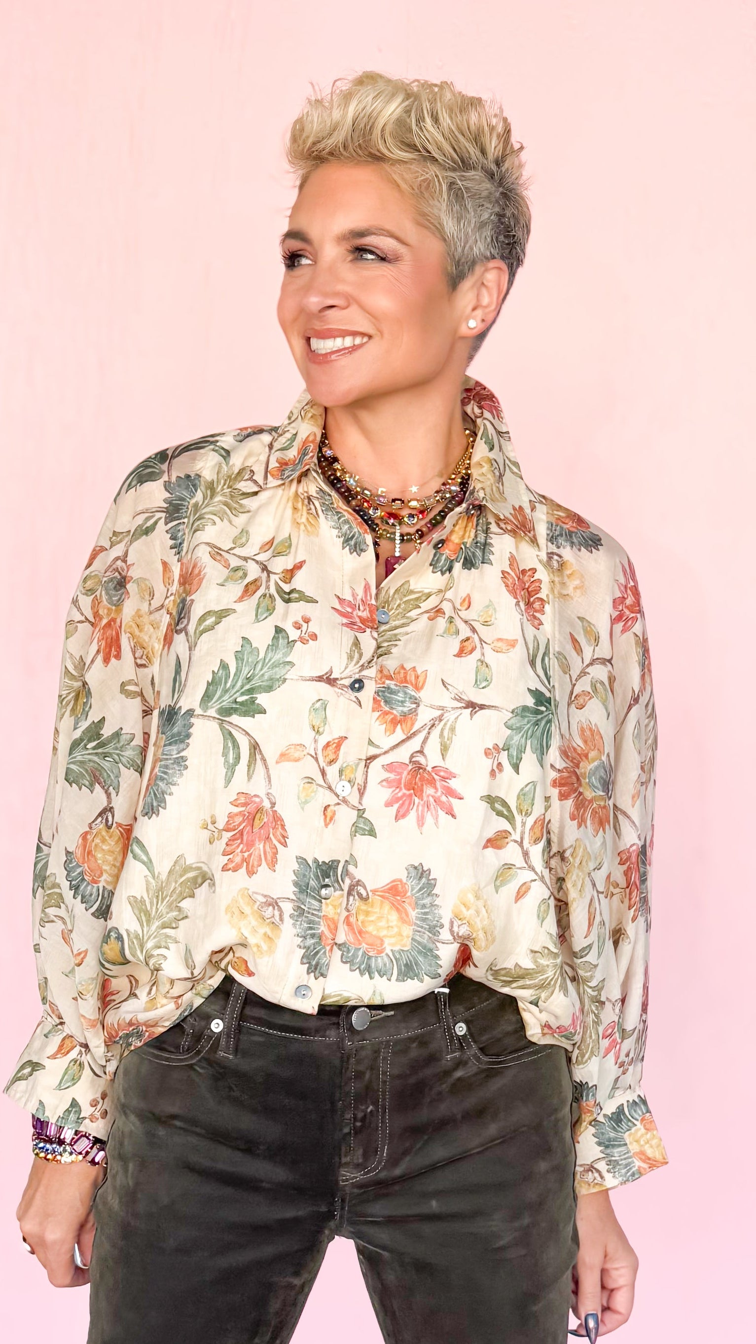 Adria Floral Blouse/Ecru - The BLVD