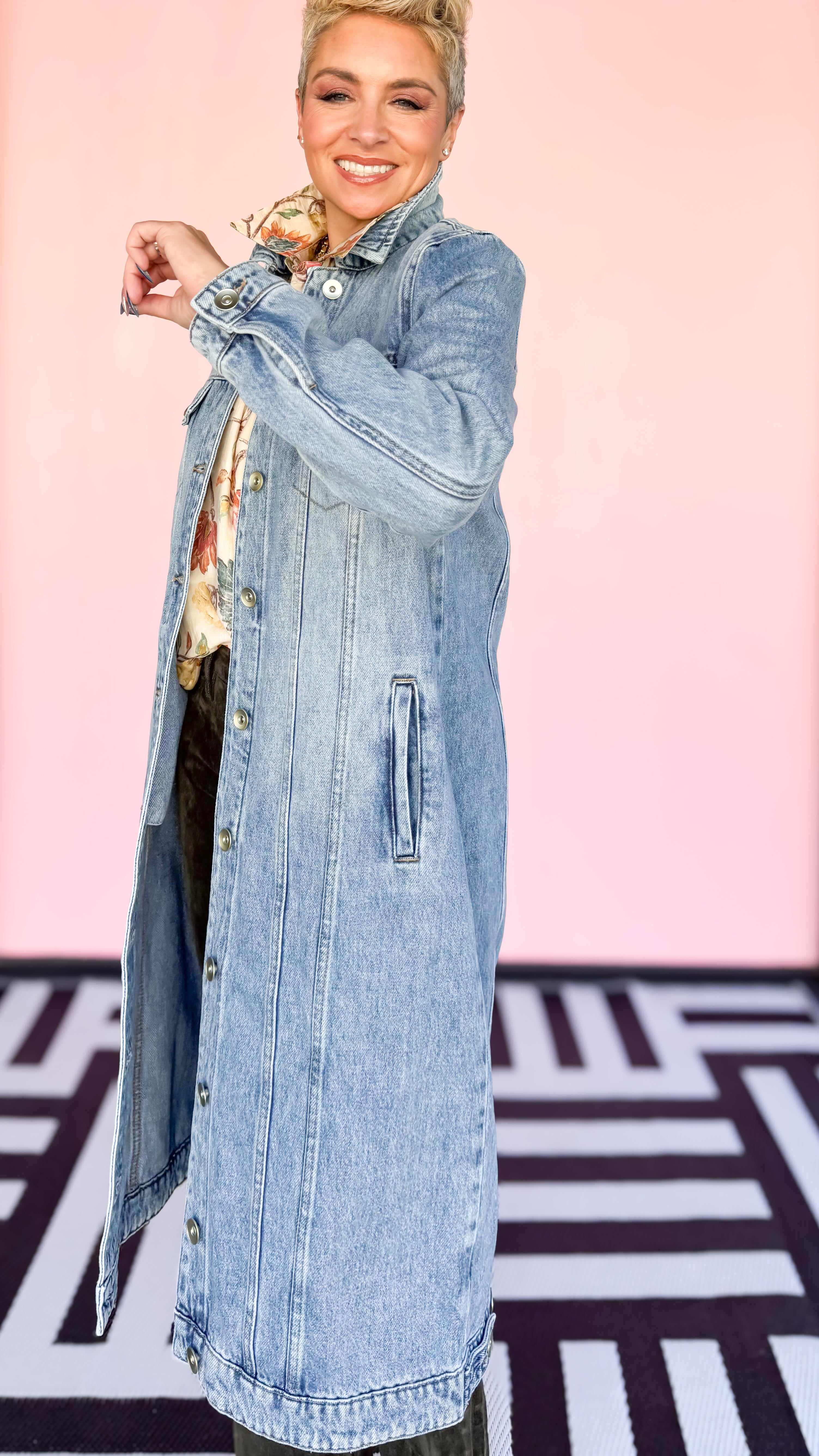 Light Denim Duster Dress Jacket/Blue - The BLVD