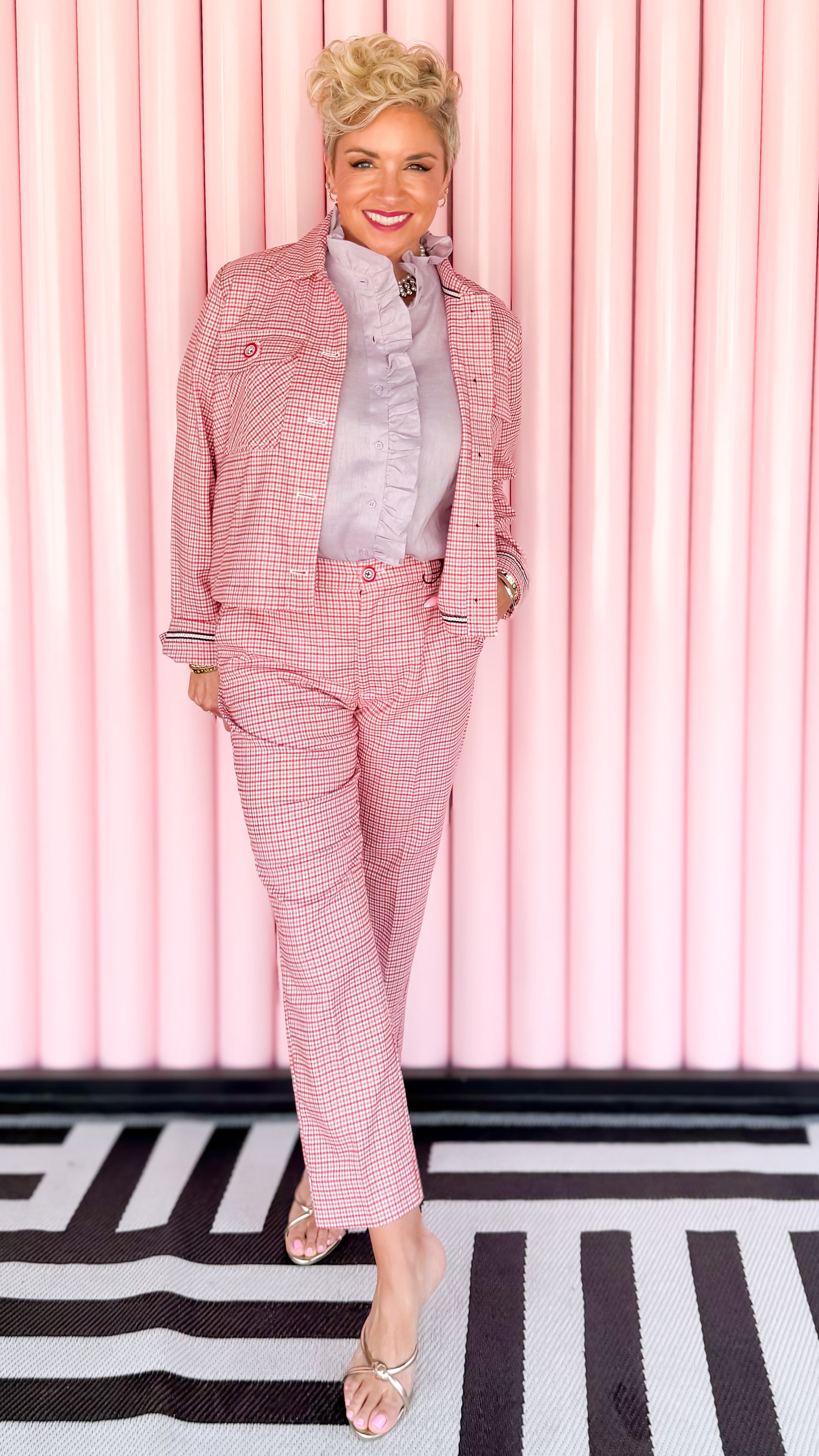 Tattersall Plaid Trouser/Red