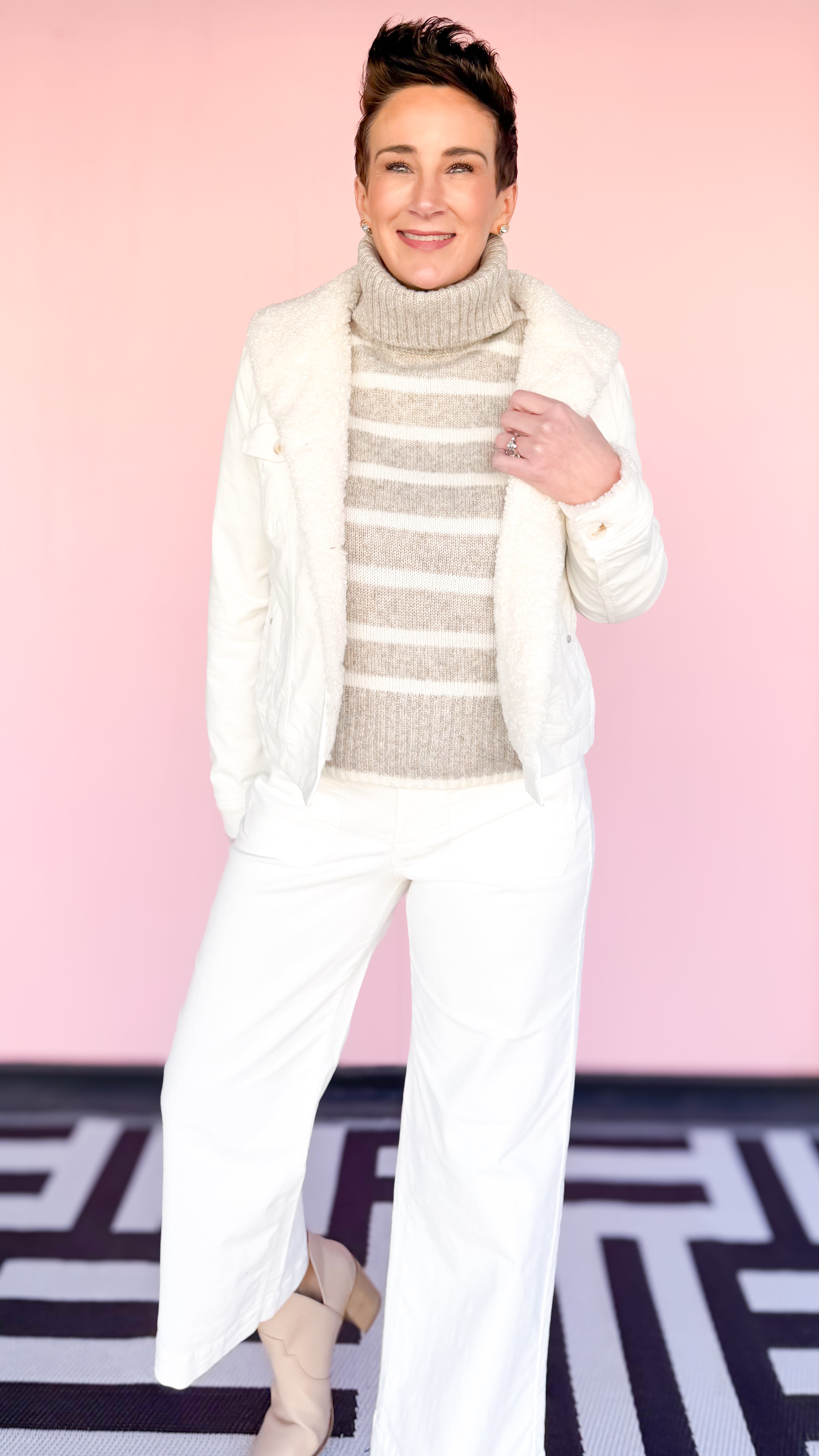 Corduroy Sherpa Jean Jacket/Ivory