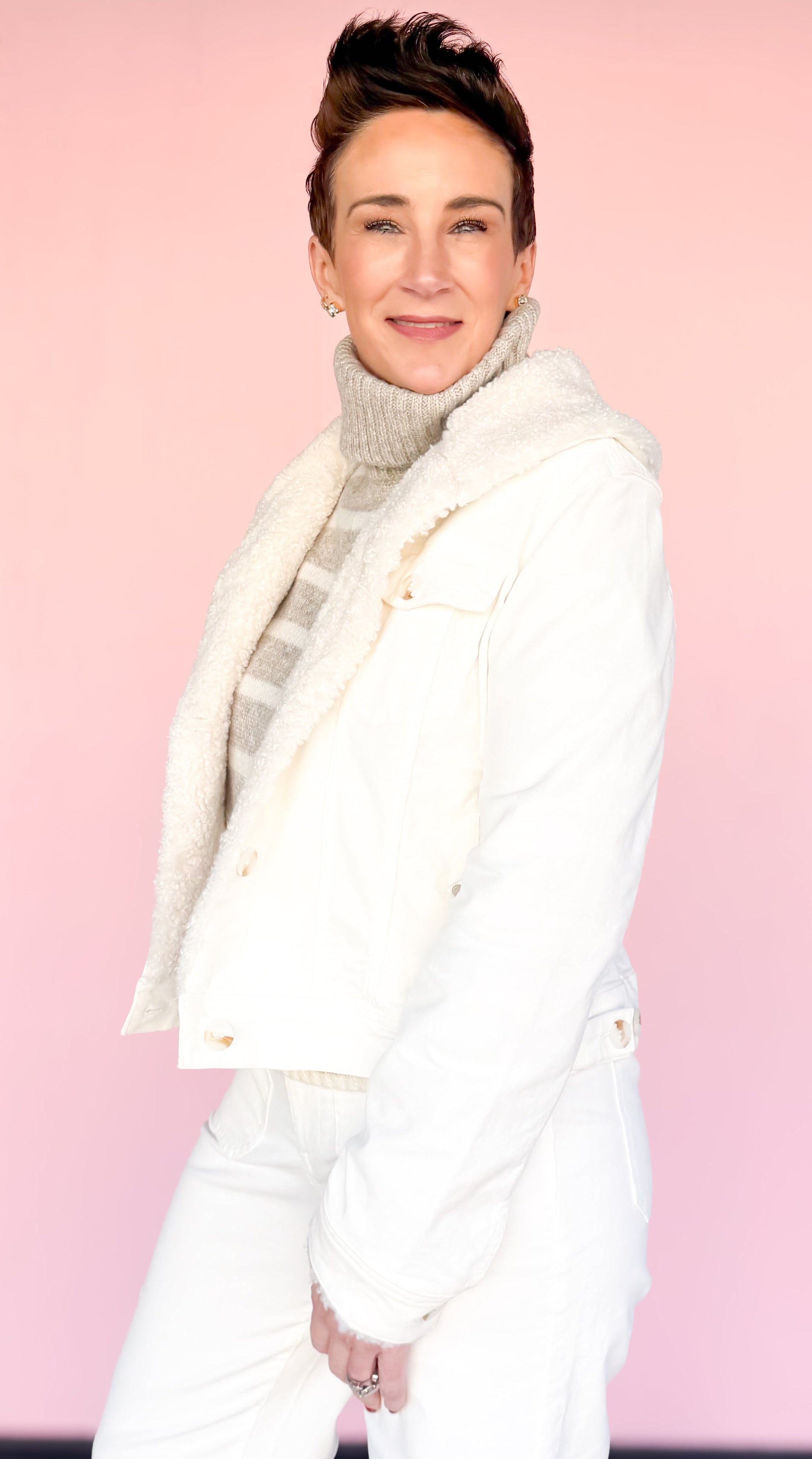 Corduroy Sherpa Jean Jacket/Ivory