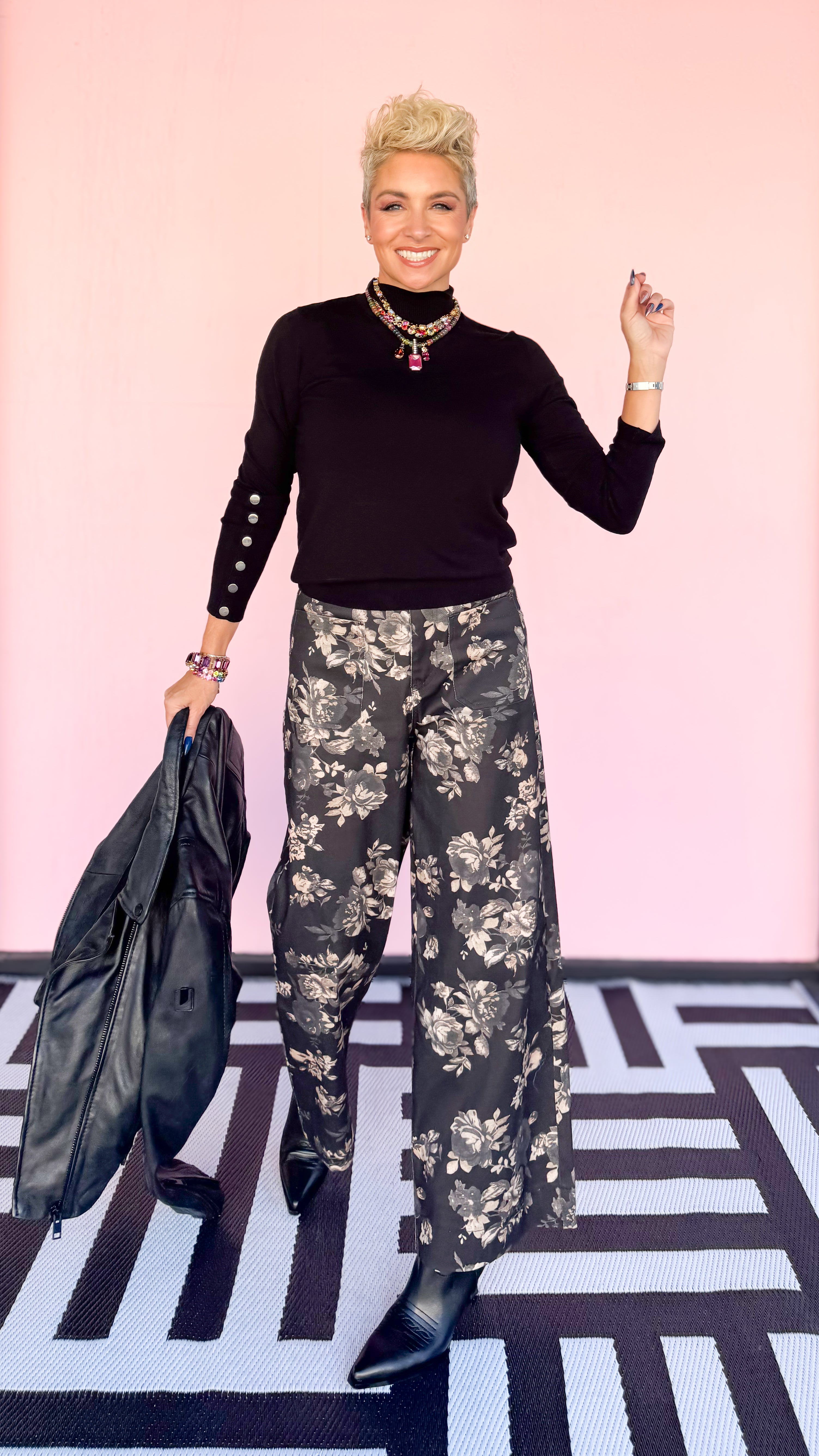 Janey Floral Jeans/Black - The BLVD