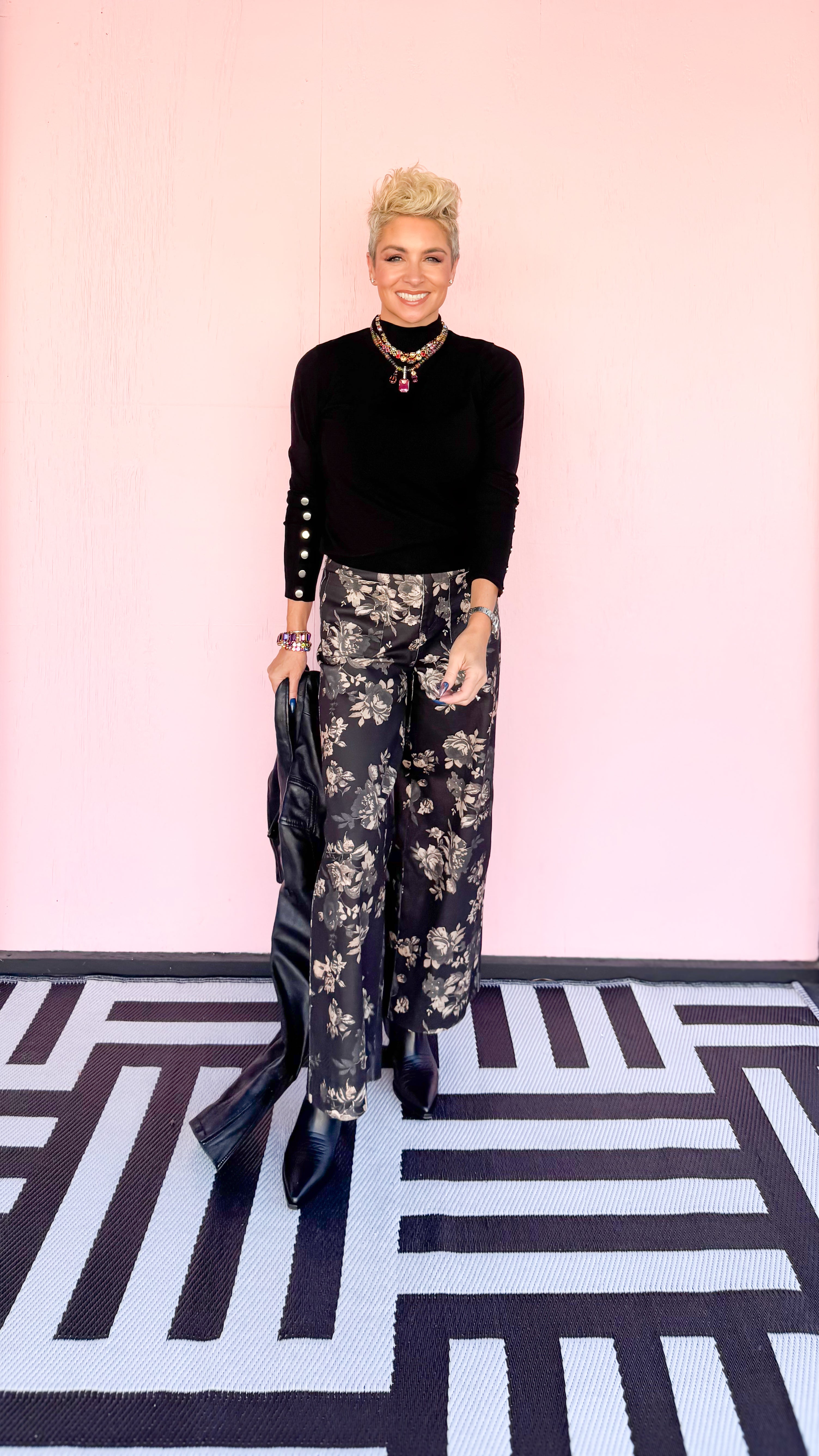 Janey Floral Jeans/Black - The BLVD