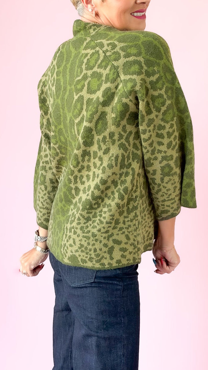 Mindy Leopard Sweater/Green