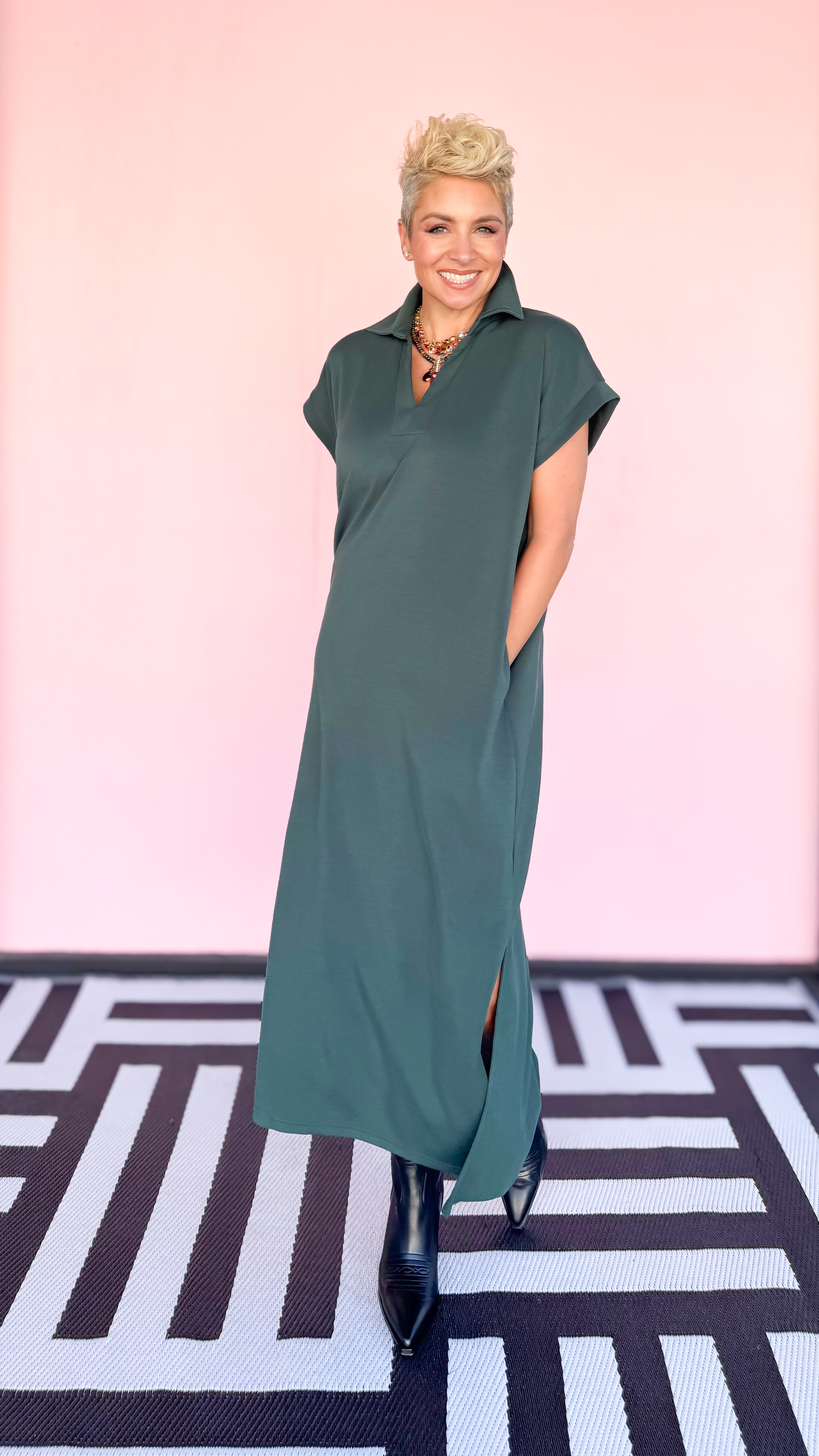 Hayden Knit Midi Dress/Green - The BLVD