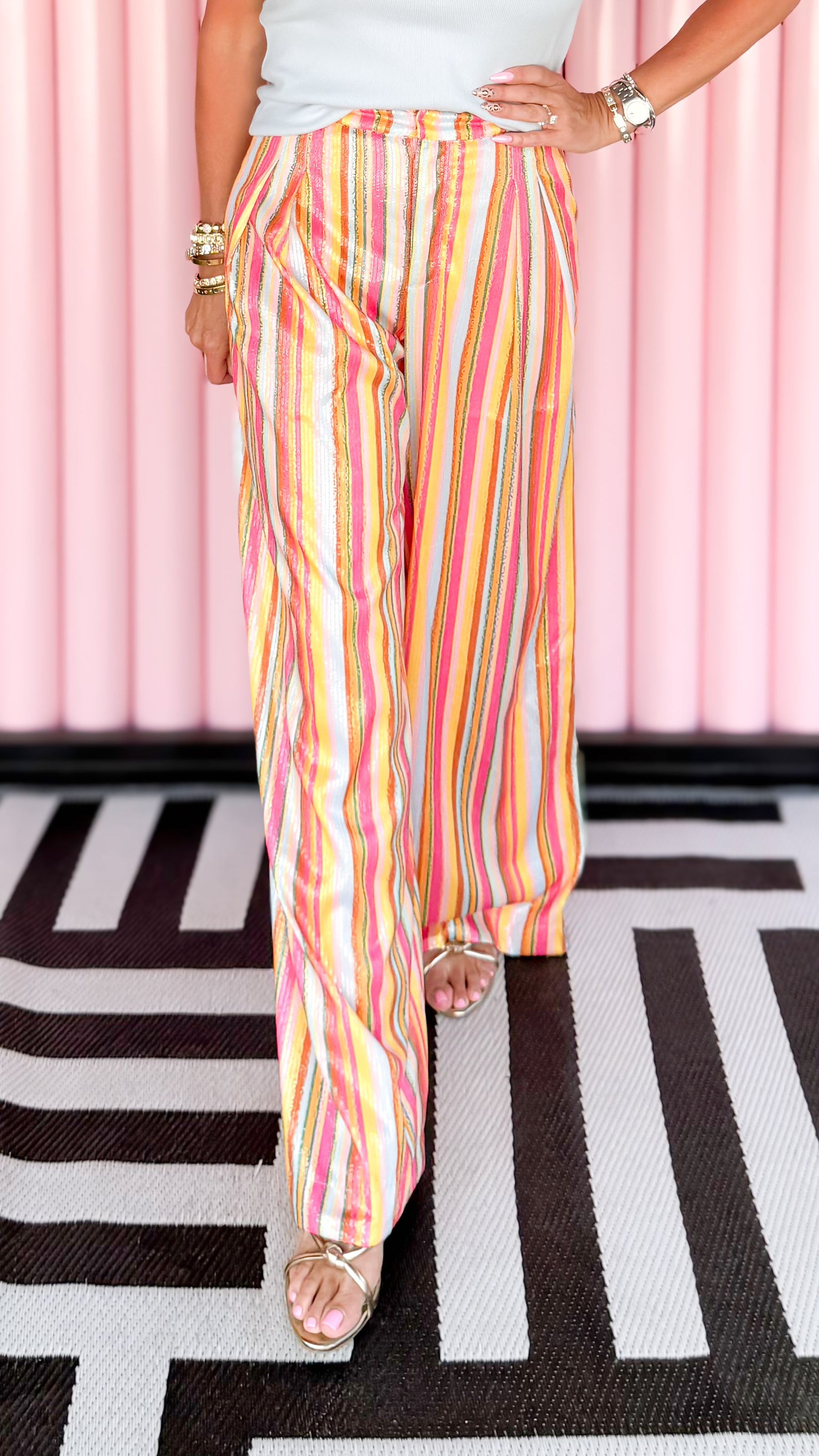 MULTI COLOR SEQUIN WIDE LEG PANTS