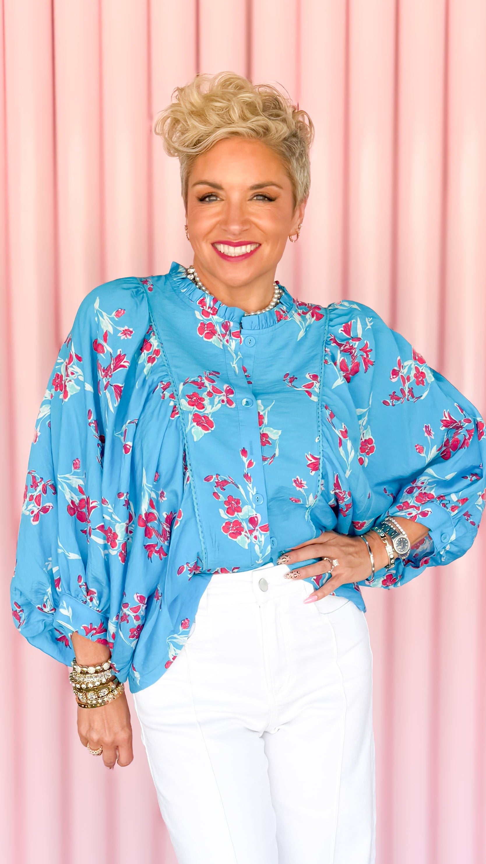 DOLMAN SLEEVE FLORAL BLOUSE
