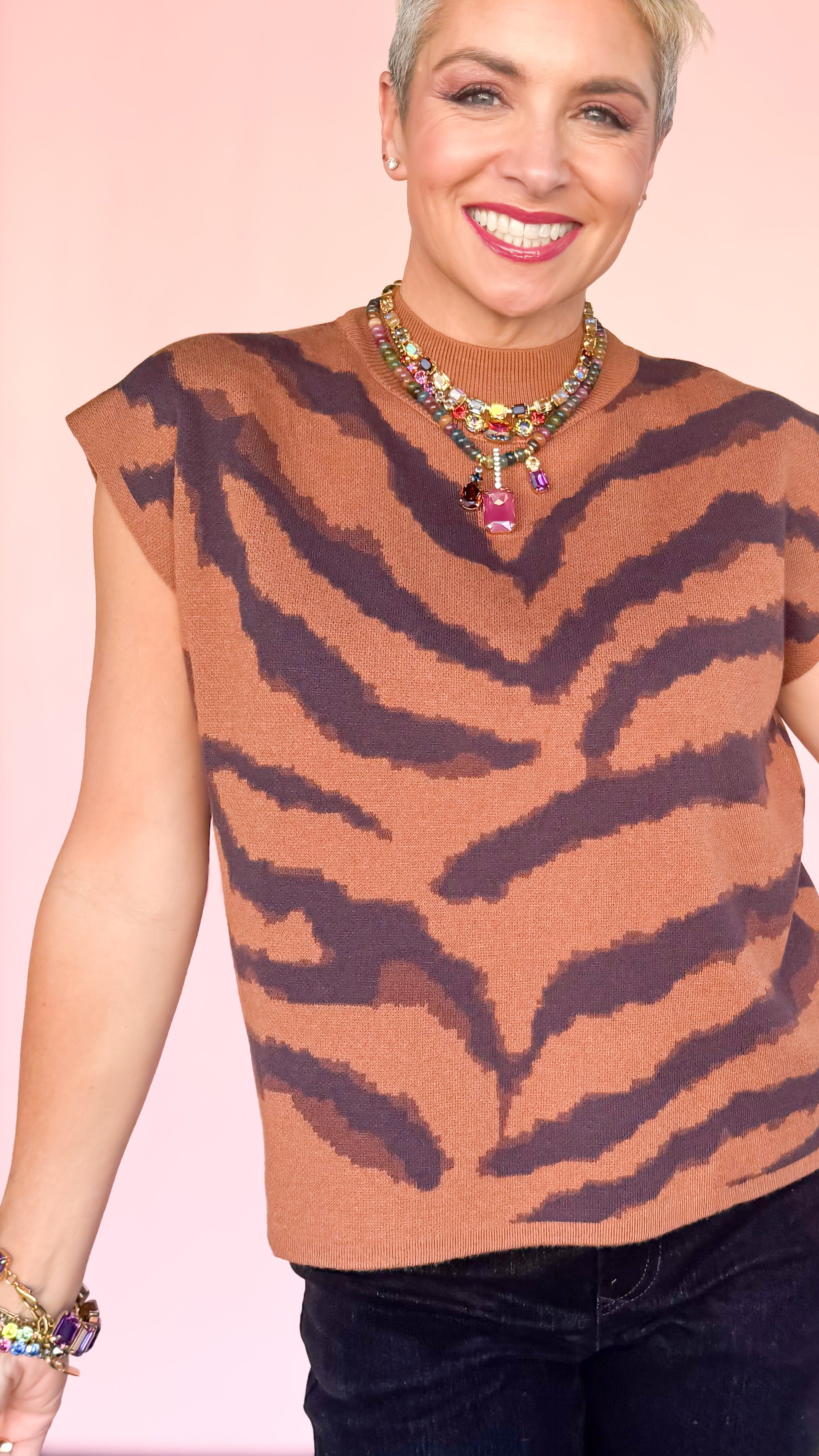 Tiger Sleeveless Mock Neck Top - The BLVD