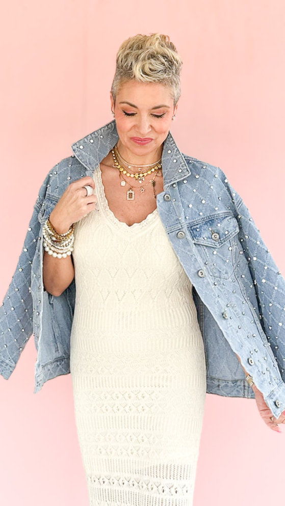 Diamond Pattern Jean Jacket