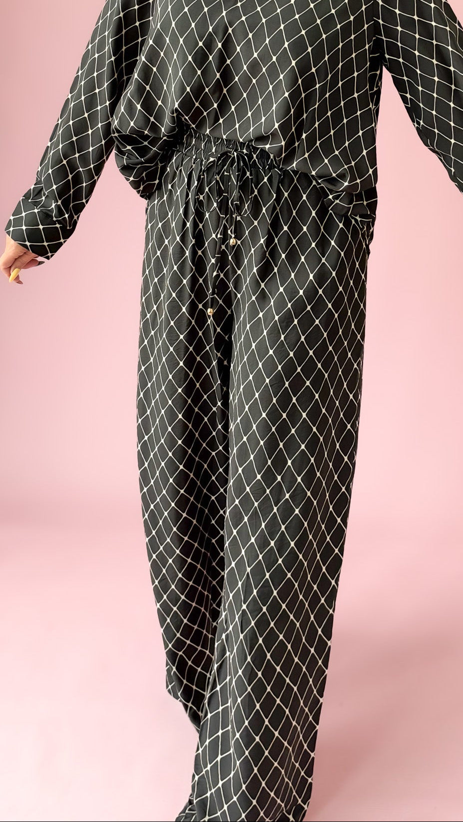 Lattice Long Lounge Pant/Black