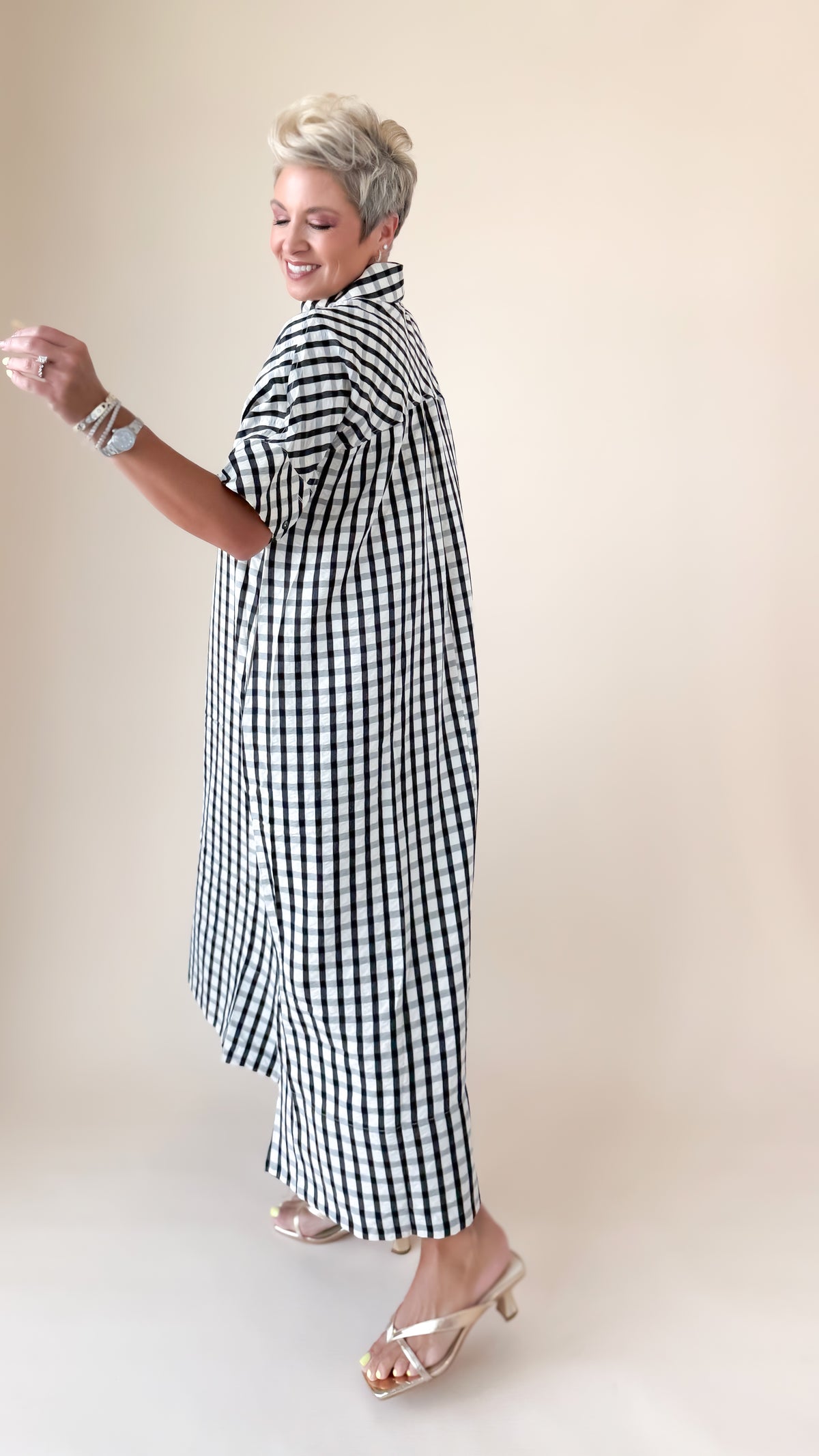 Gingham Maxi Dress/Black